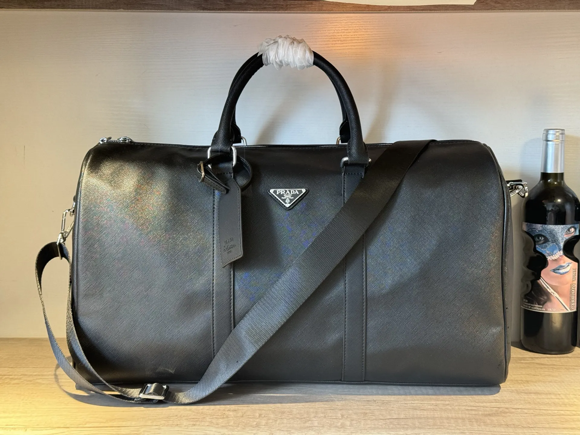 Prada 黑色 白色 尼龍 旅行袋 大容量旅行款