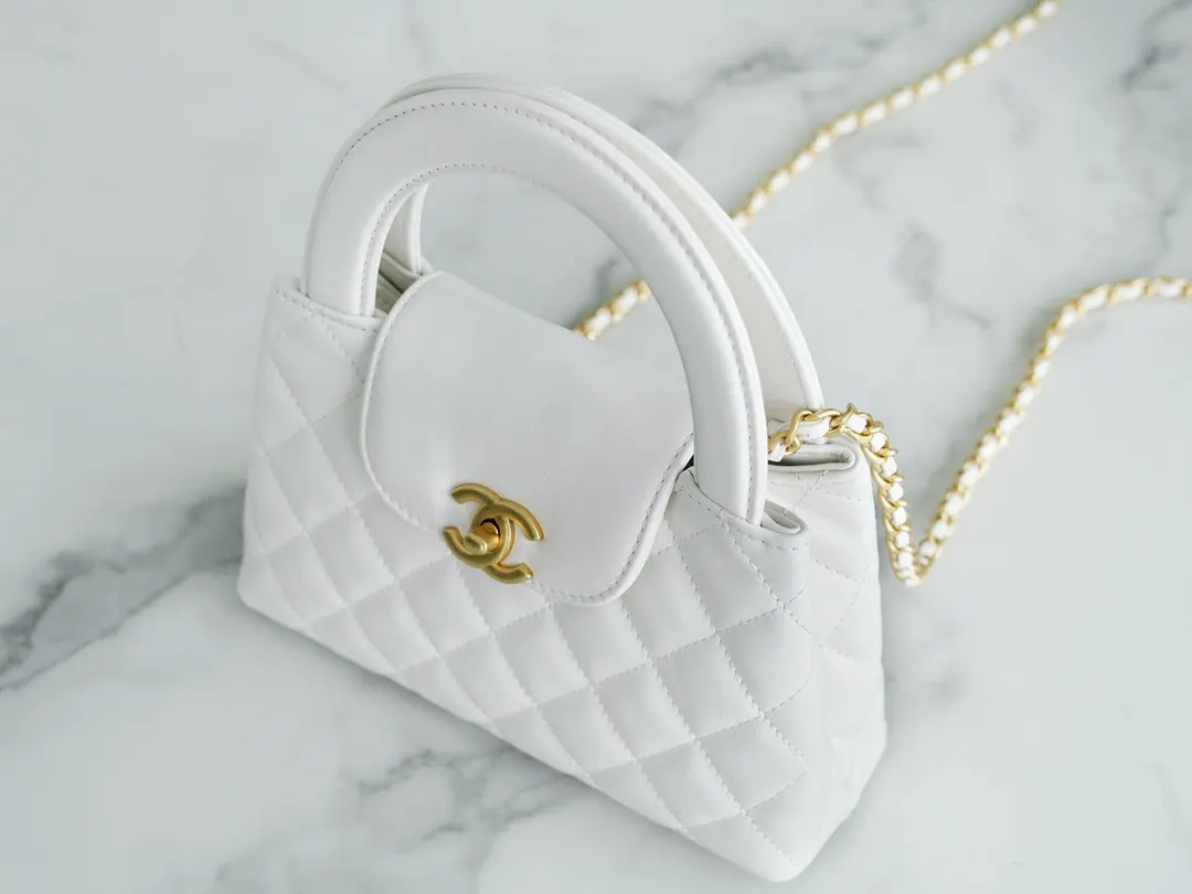 CHANEL 黑色 白色 羊皮 手提包 通勤手提款