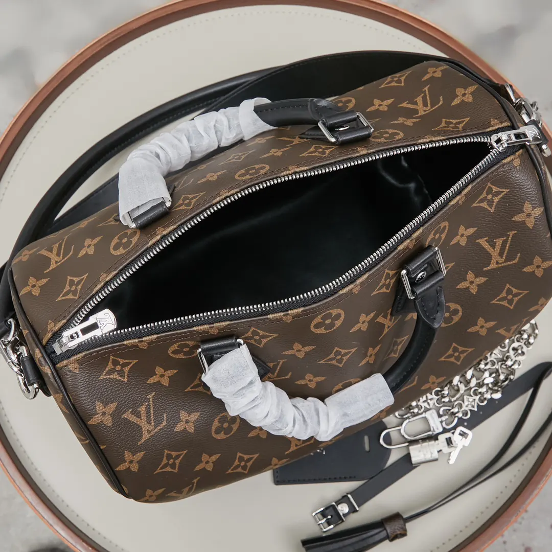 Black Monogram Chain Bag Canvas