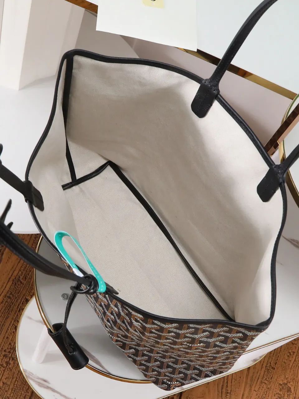 Goyard Black Hobo Shoulder Bag Vintage Canvas