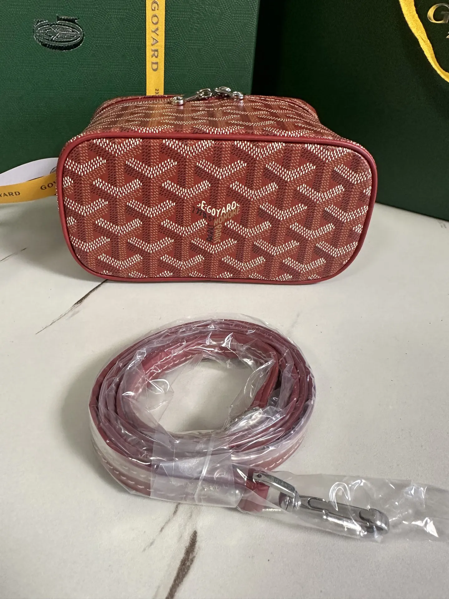 Goyard Yellow Cosmetic Pouch Leather
