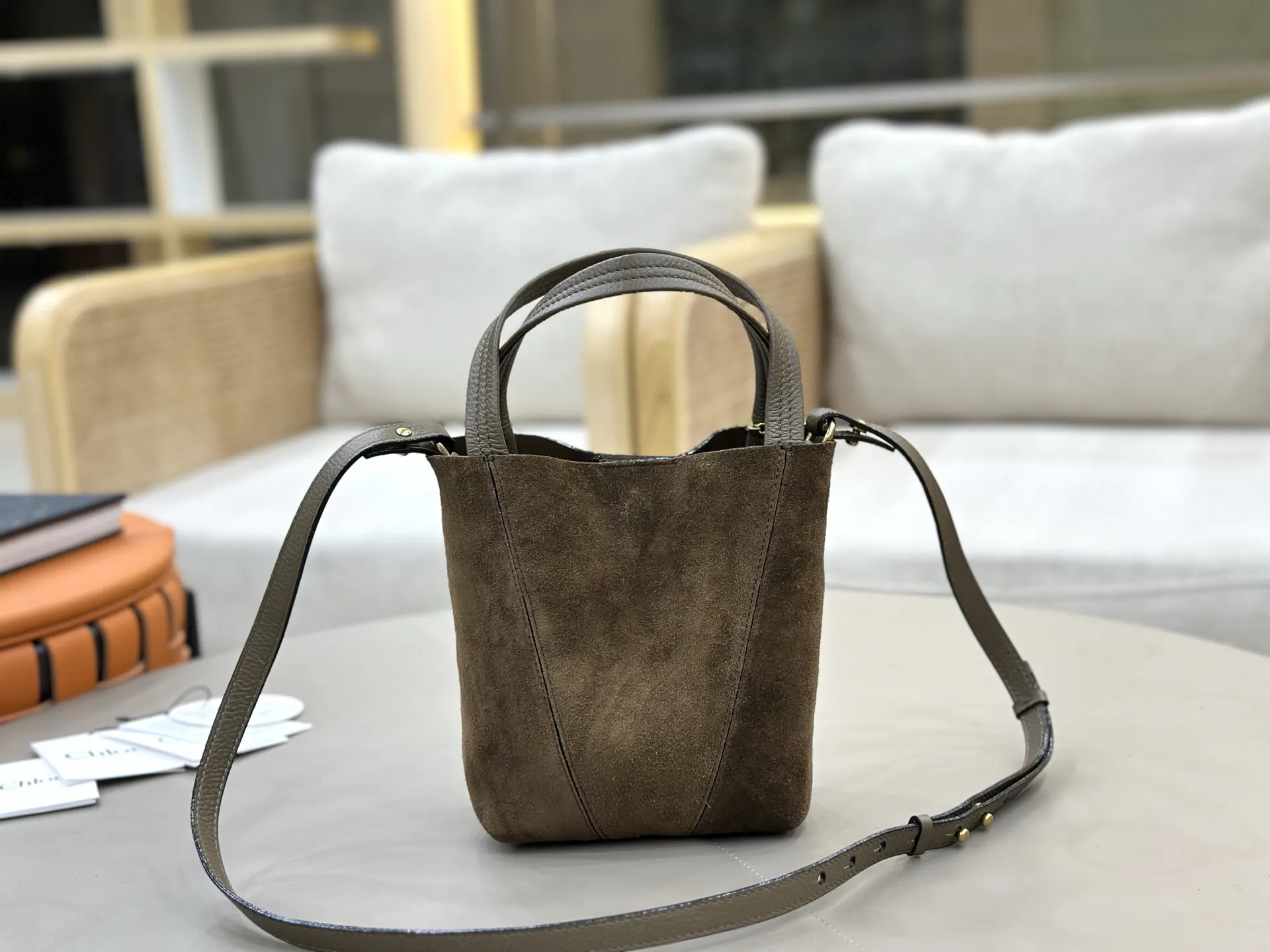 金色 麂皮 Chloe Spin系列麂皮托特包 大容量托特款