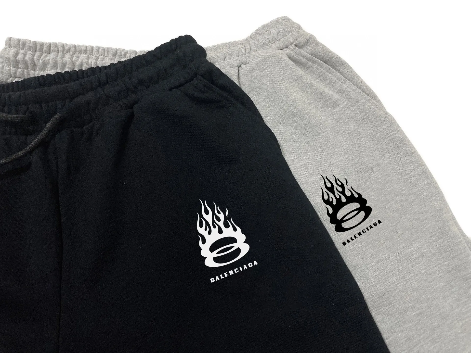 Balenciaga Black Cotton Logo Shorts Loose