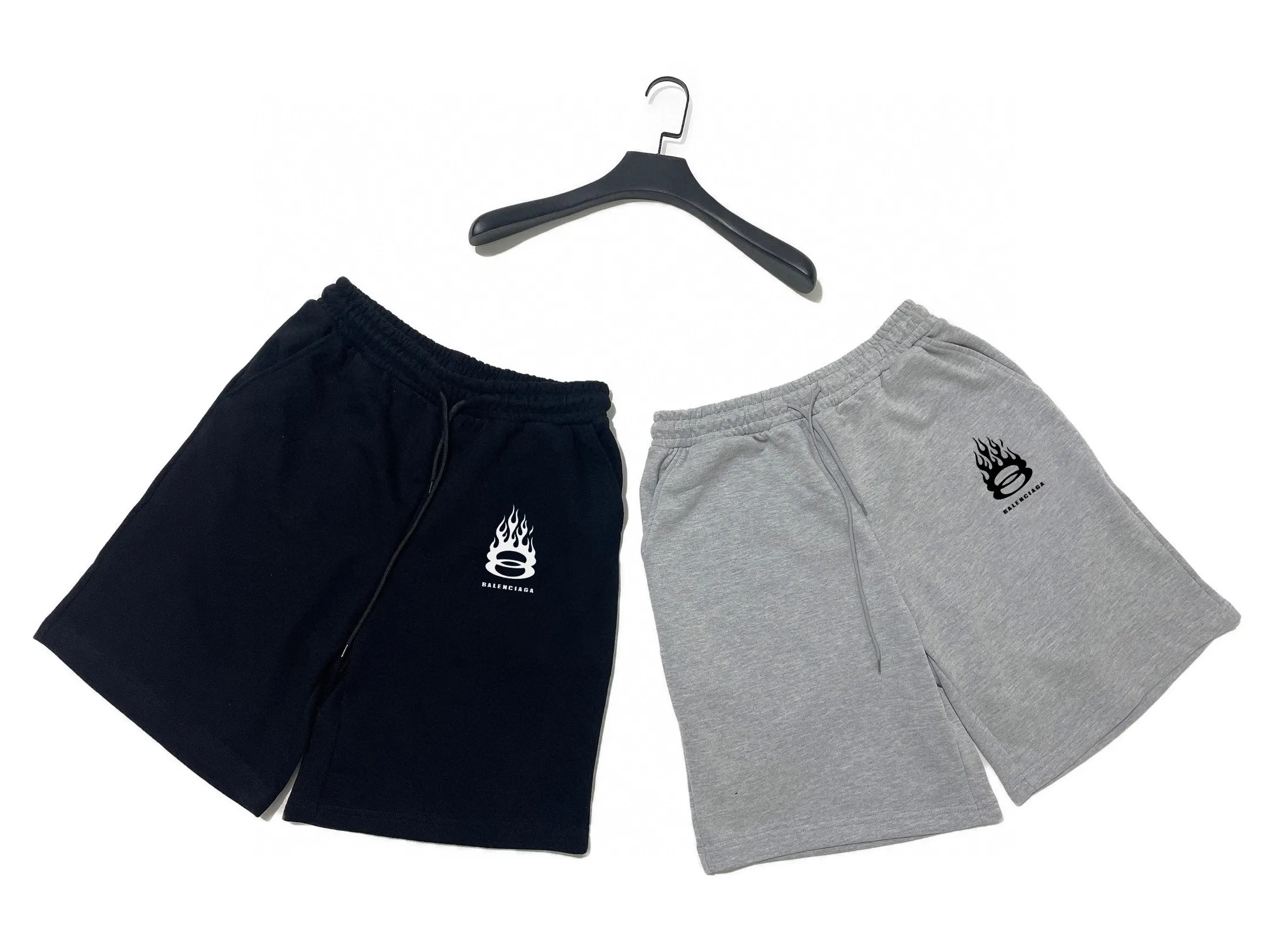 Balenciaga Black Cotton Logo Shorts Loose