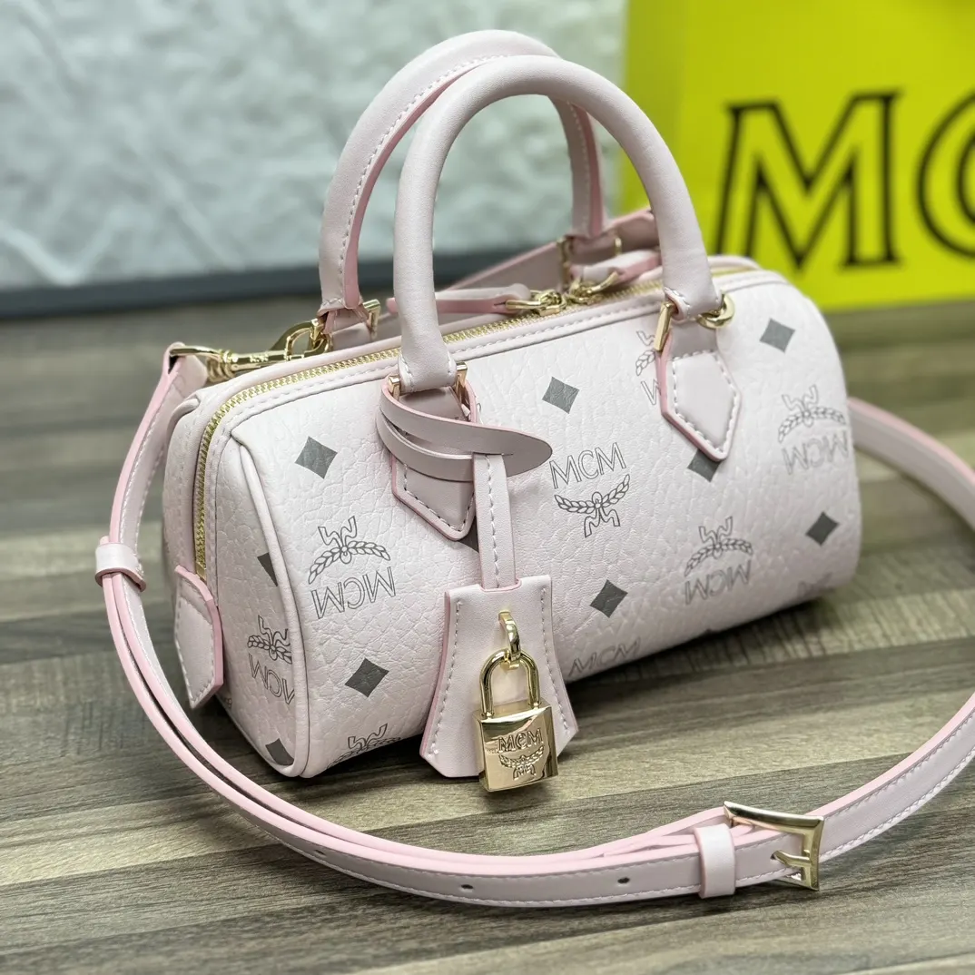 老花 皮革 Mcm Mini 波士顿包 全套 Cp 雙肩包 实用雙肩款