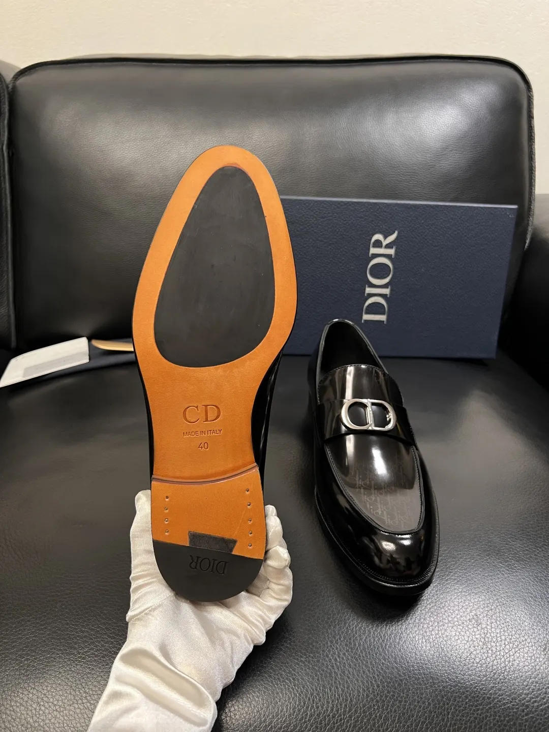Dior 棕灰牛皮乐福鞋 复古通勤款