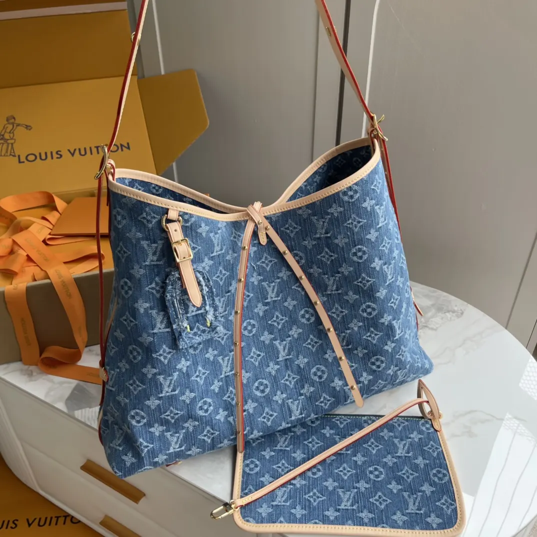 LV CarryAll 藍色 牛仔 帆布 手拿包 精致手拿款