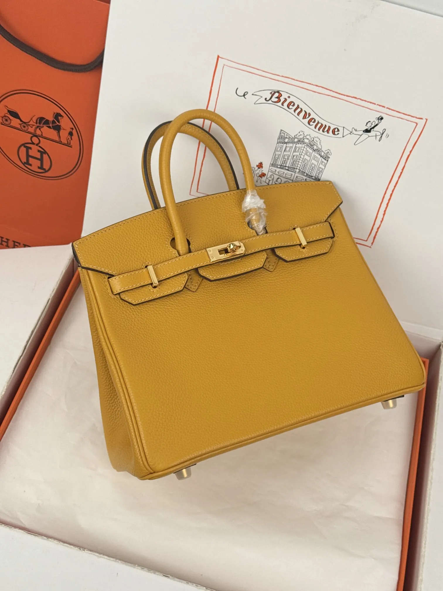 Birkin 小牛皮 togo 小牛皮 琥珀黃 手提包 通勤手提款