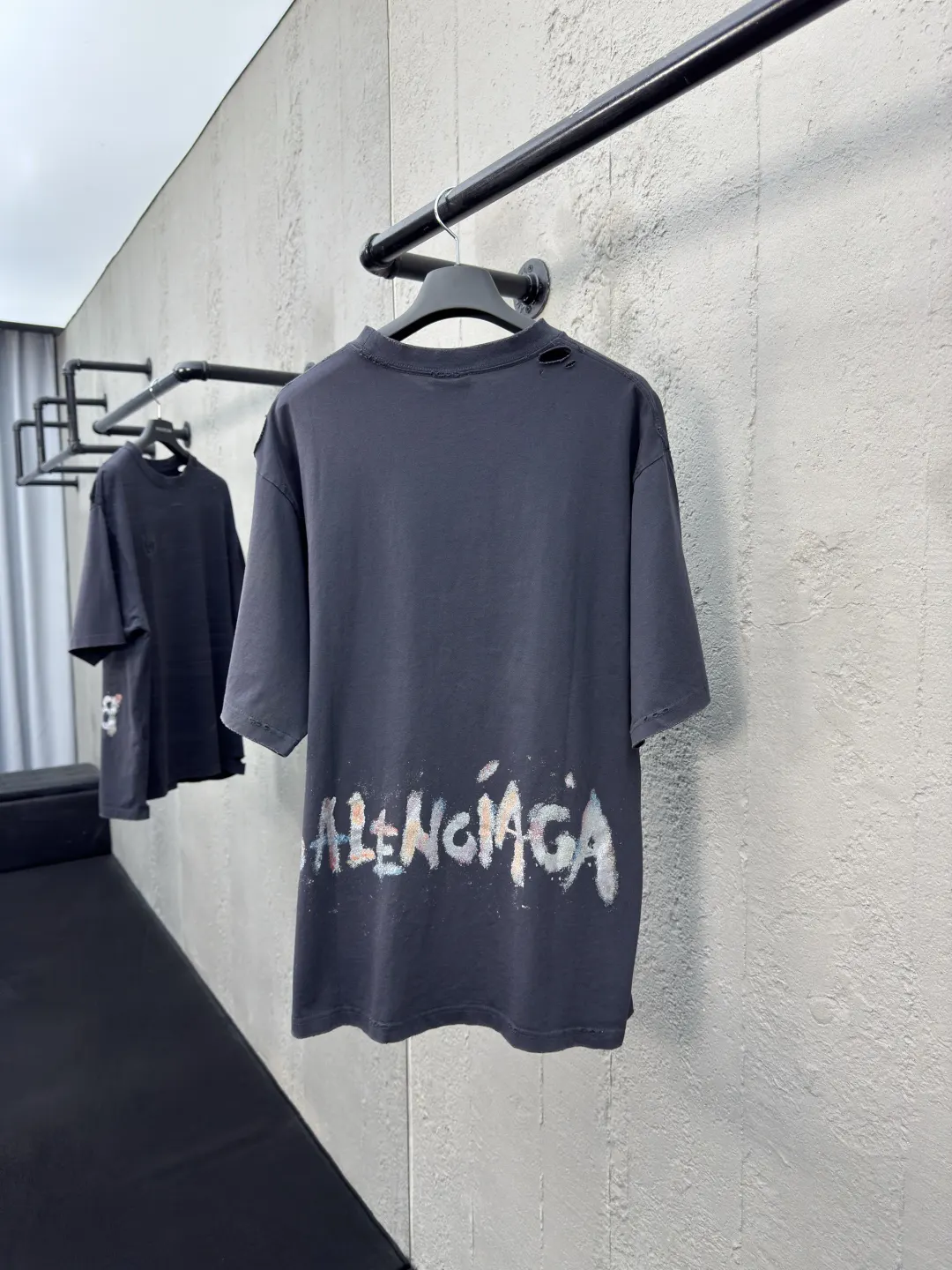 Balenciaga Black Cotton Short Sleeve T-Shirt Street