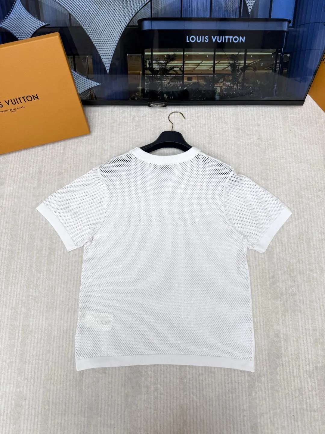 Louis Vuitton White Letter Jacquard Short Sleeve T-Shirt