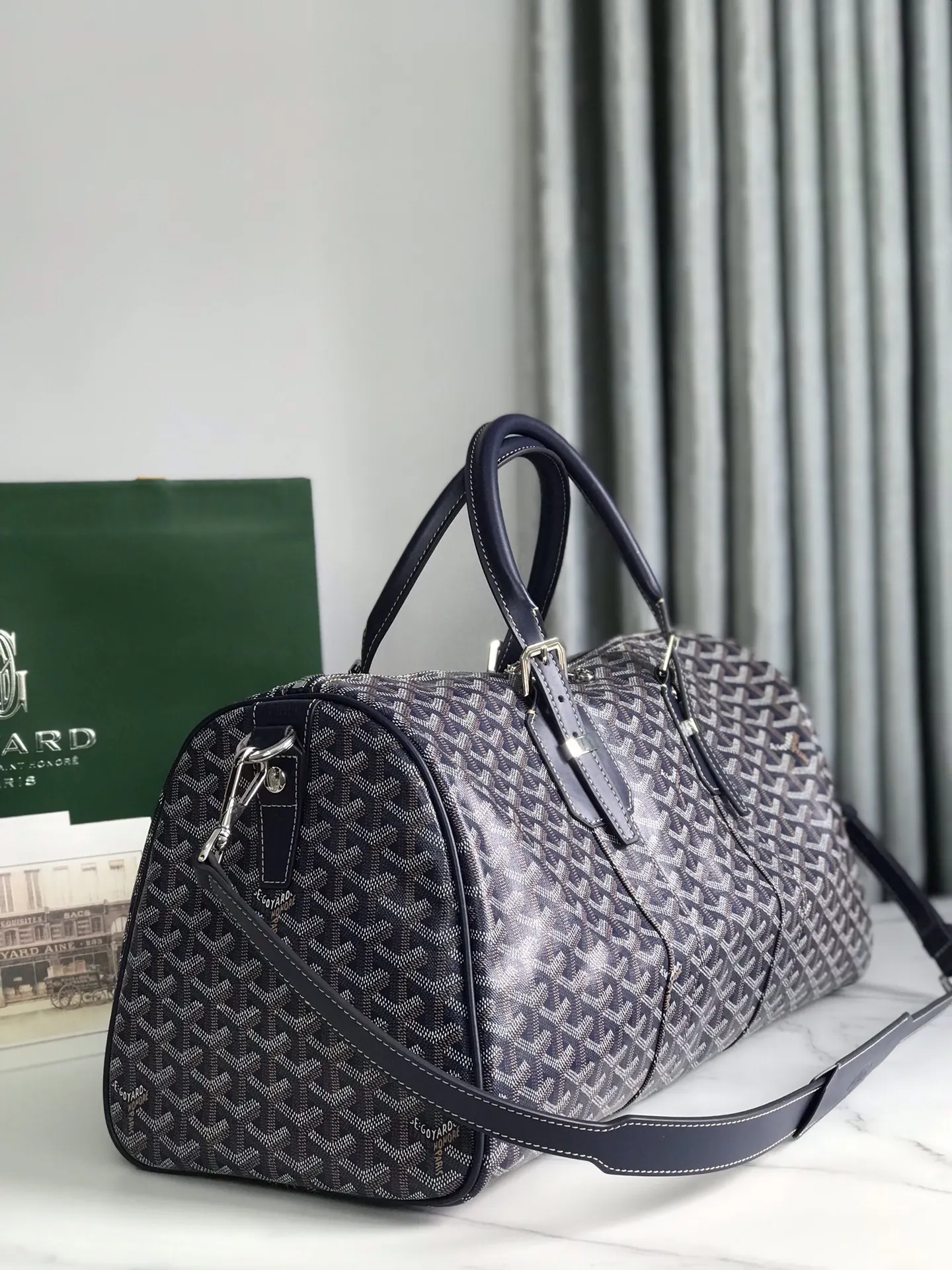 Goyard 深藍 酒紅 小牛皮 旅行袋 大容量旅行款