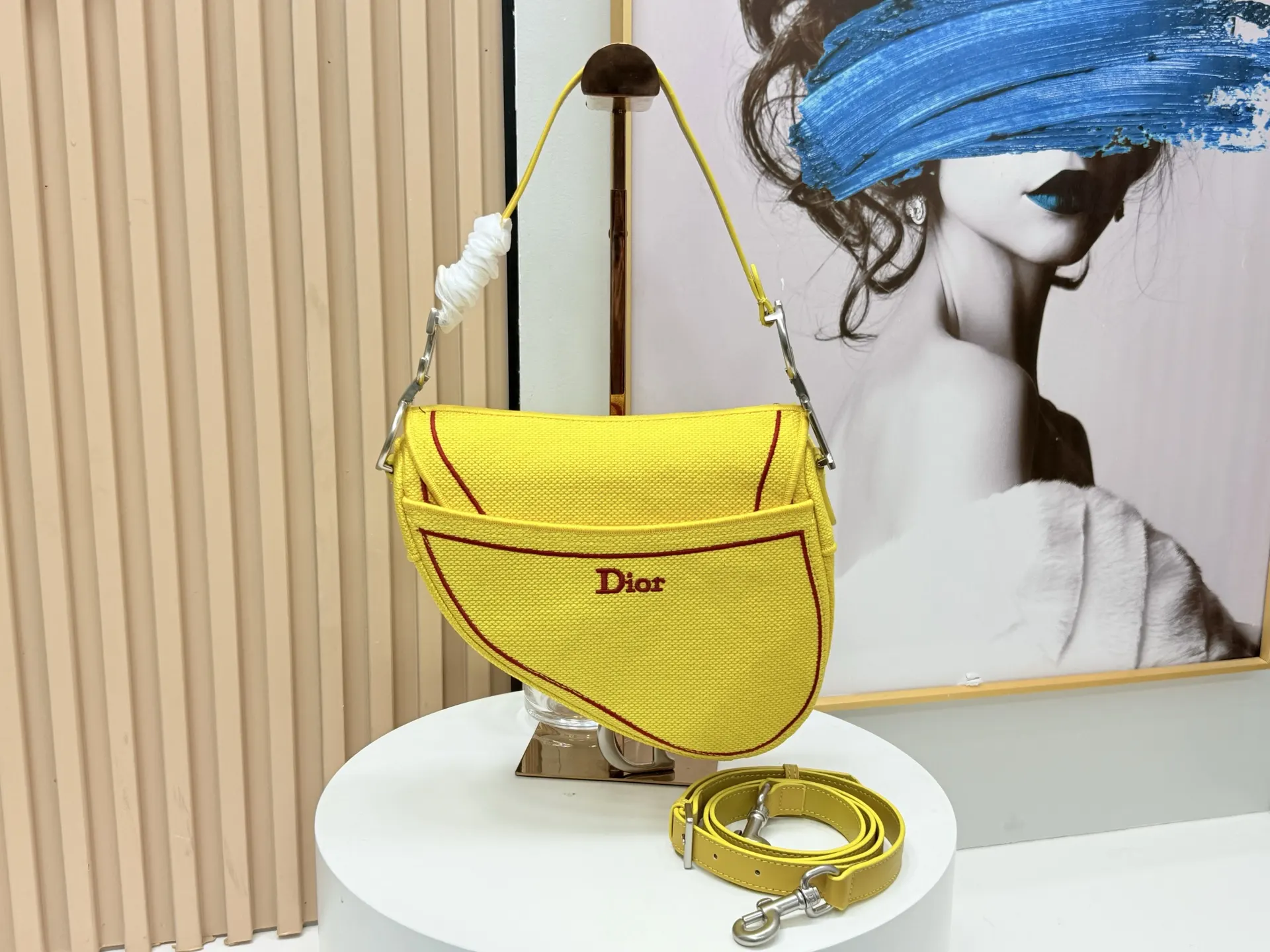 Dior Saddle 黄色马鞍包 趣味印花斜挎 斜挎包
