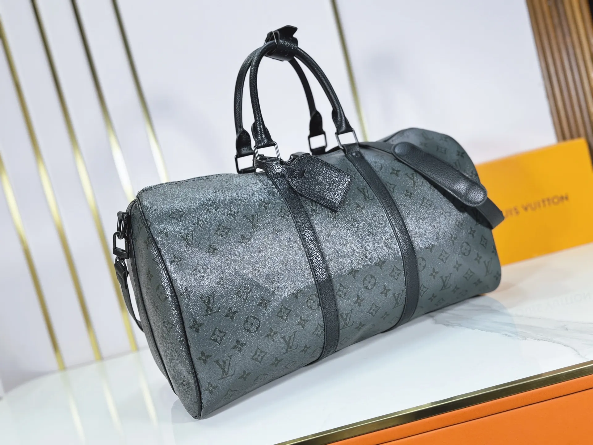 Keepall 灰色 牛皮 旅行包 大容量旅行款