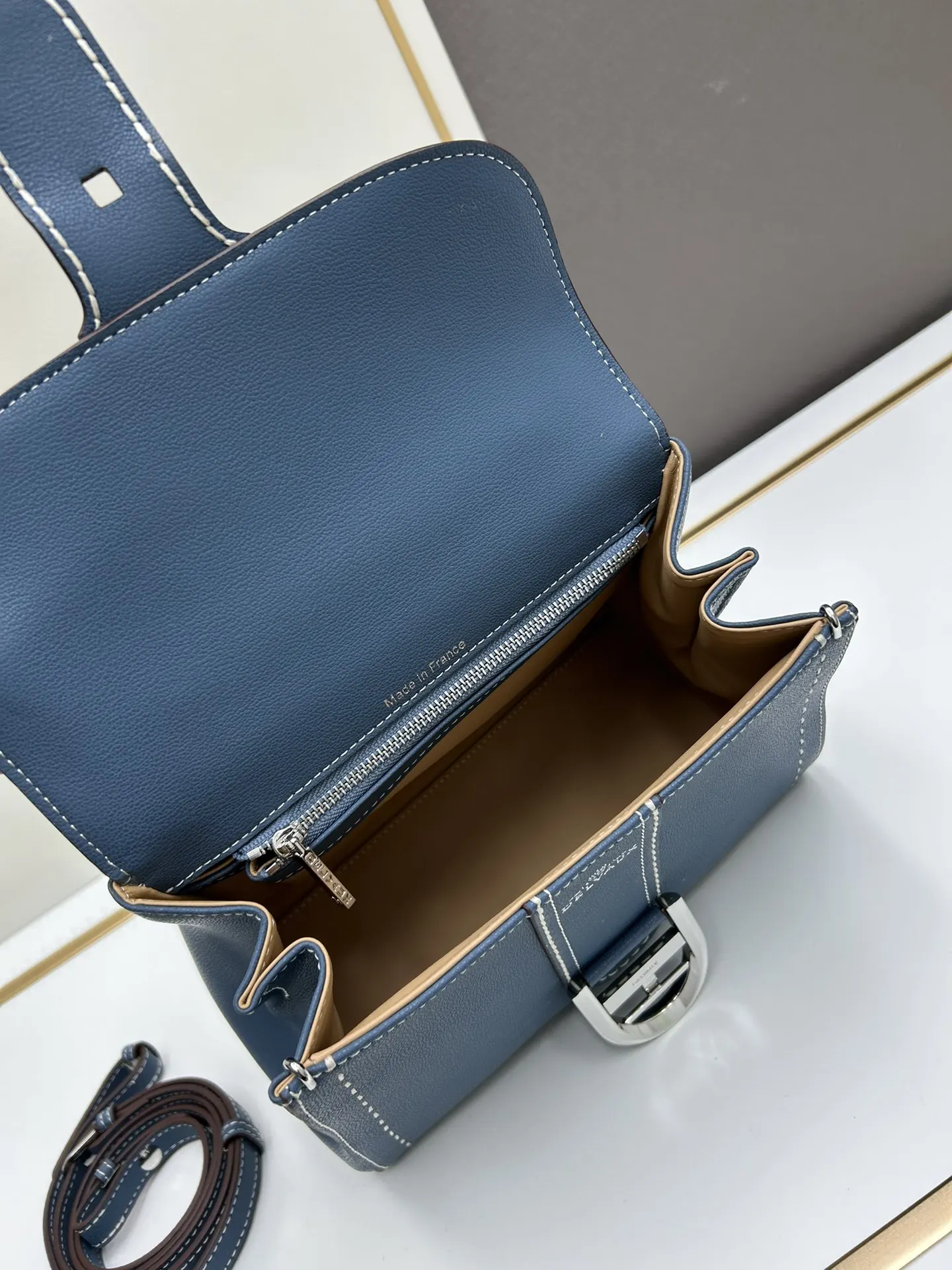 Delvaux 焦糖色 小牛皮 手提包 通勤手提款