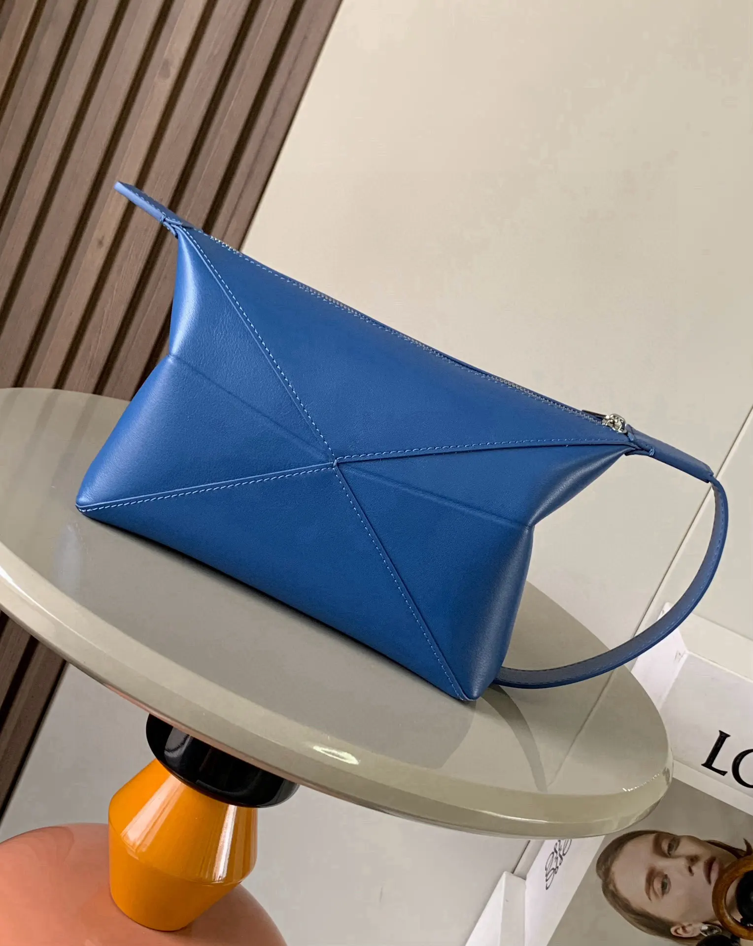 牛皮 亮面牛皮革 zzle Fold 亮面牛皮革洗漱包 化妝包 便携收納款