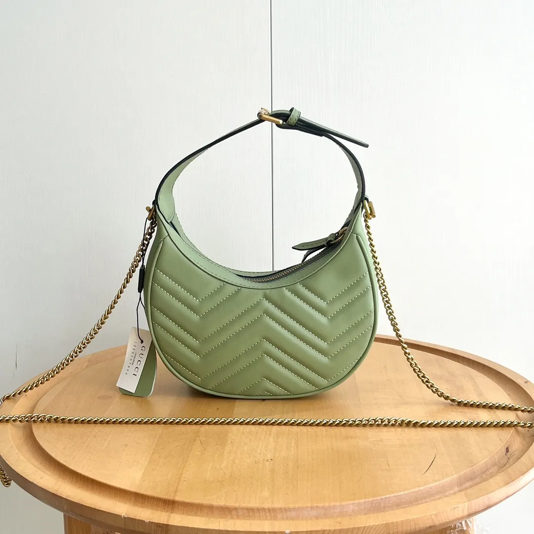 Gucci Marmont 綠色 菱格絎縫 腋下包