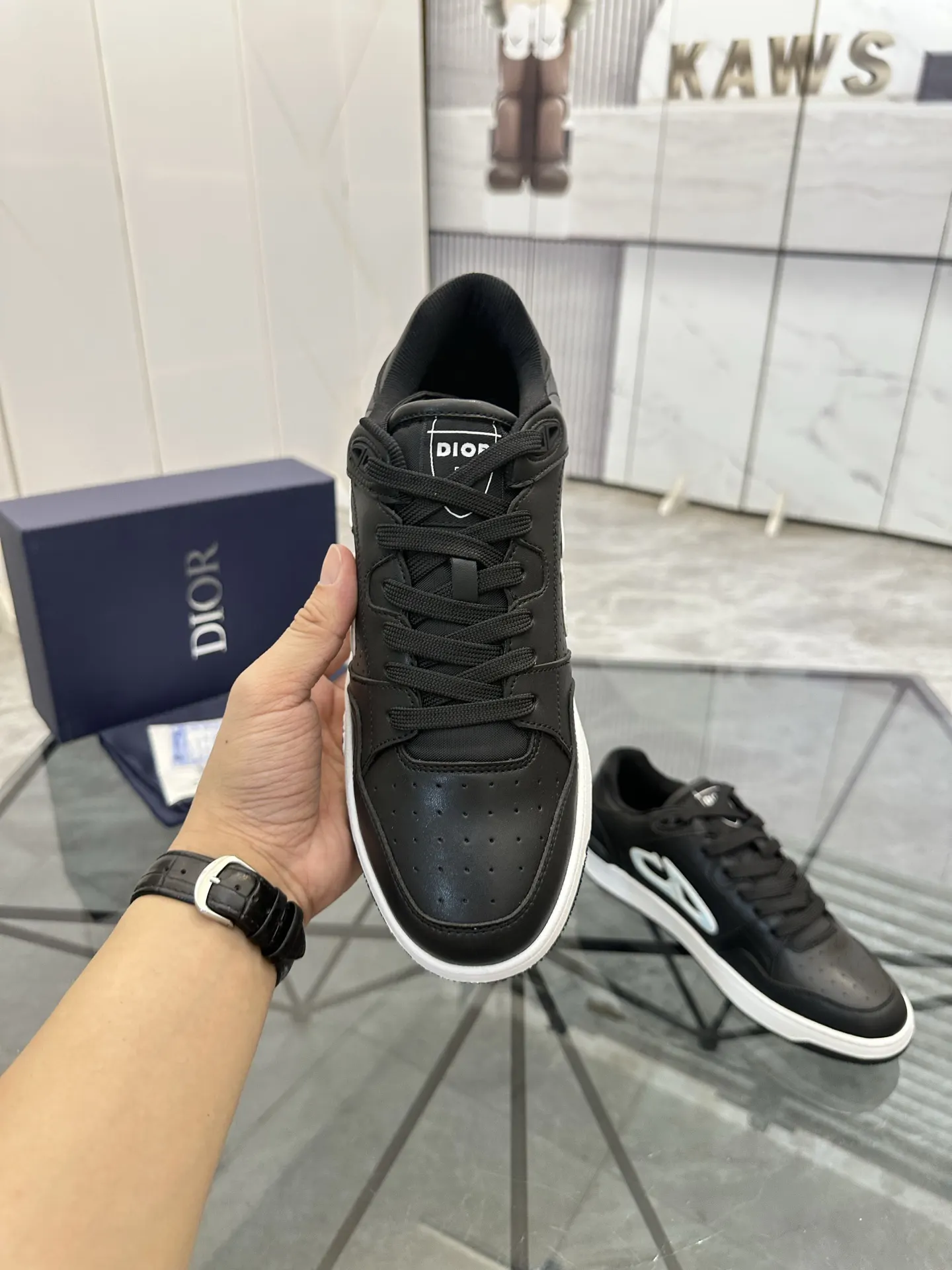 Dior B57 黑灰拼色牛皮休闲鞋 运动款