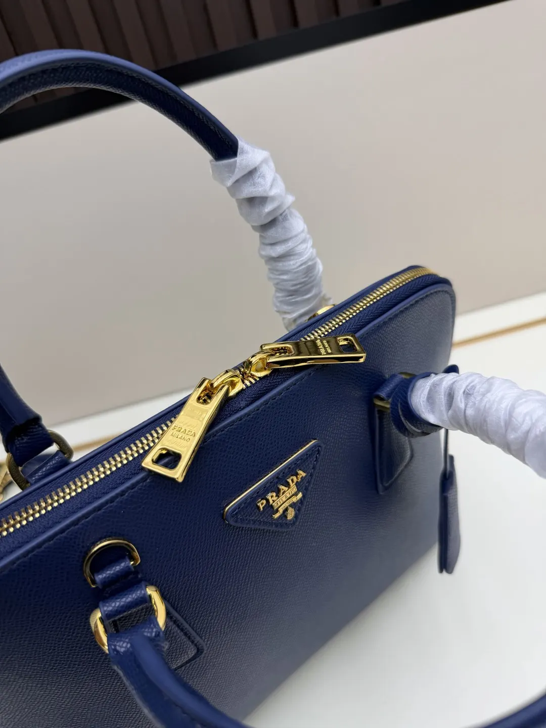 Prada Saffiano Top Handle Bag Commuter Leather