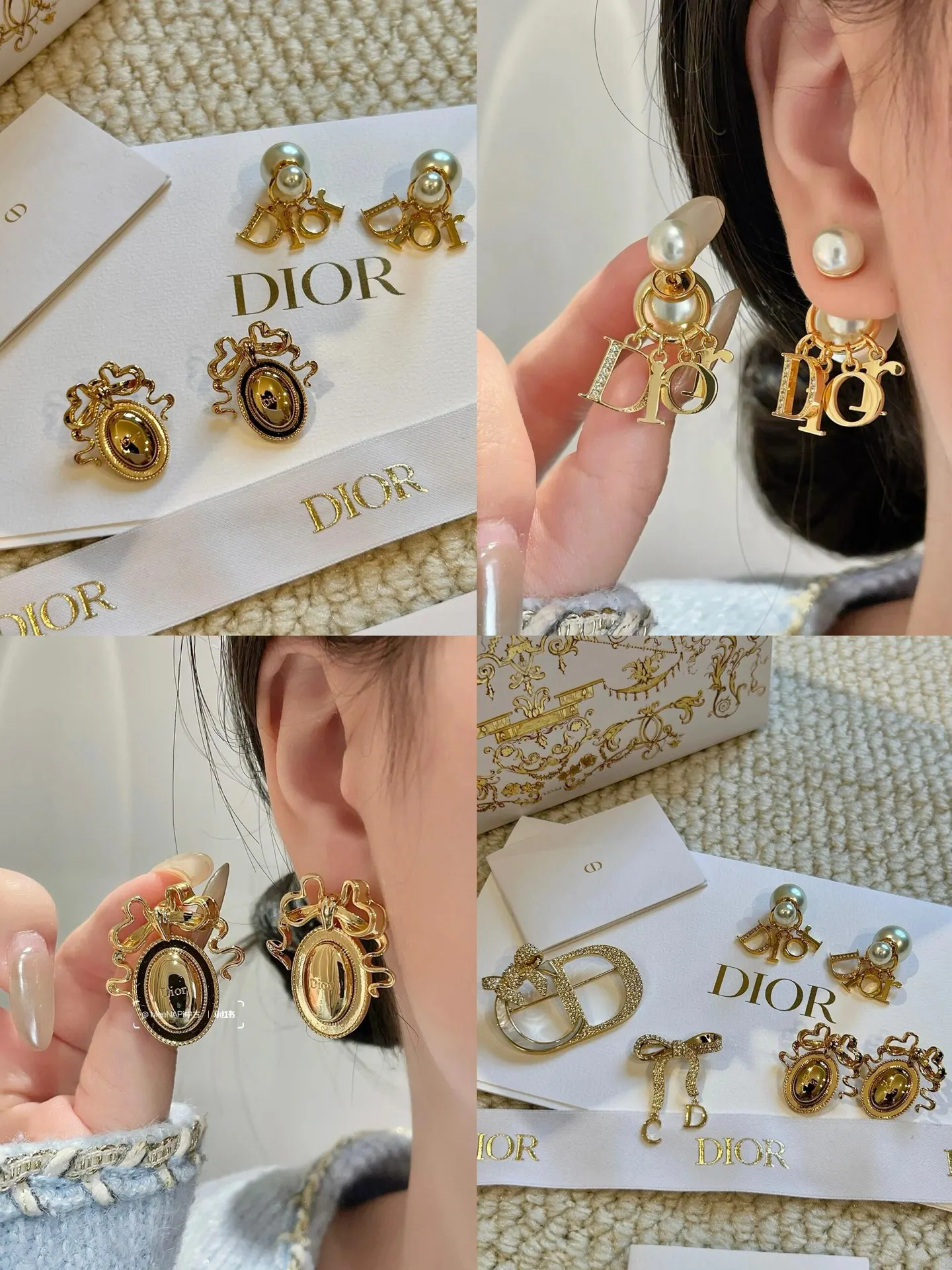 Dior 蝴蝶 圆形 耳钉 小巧点缀款