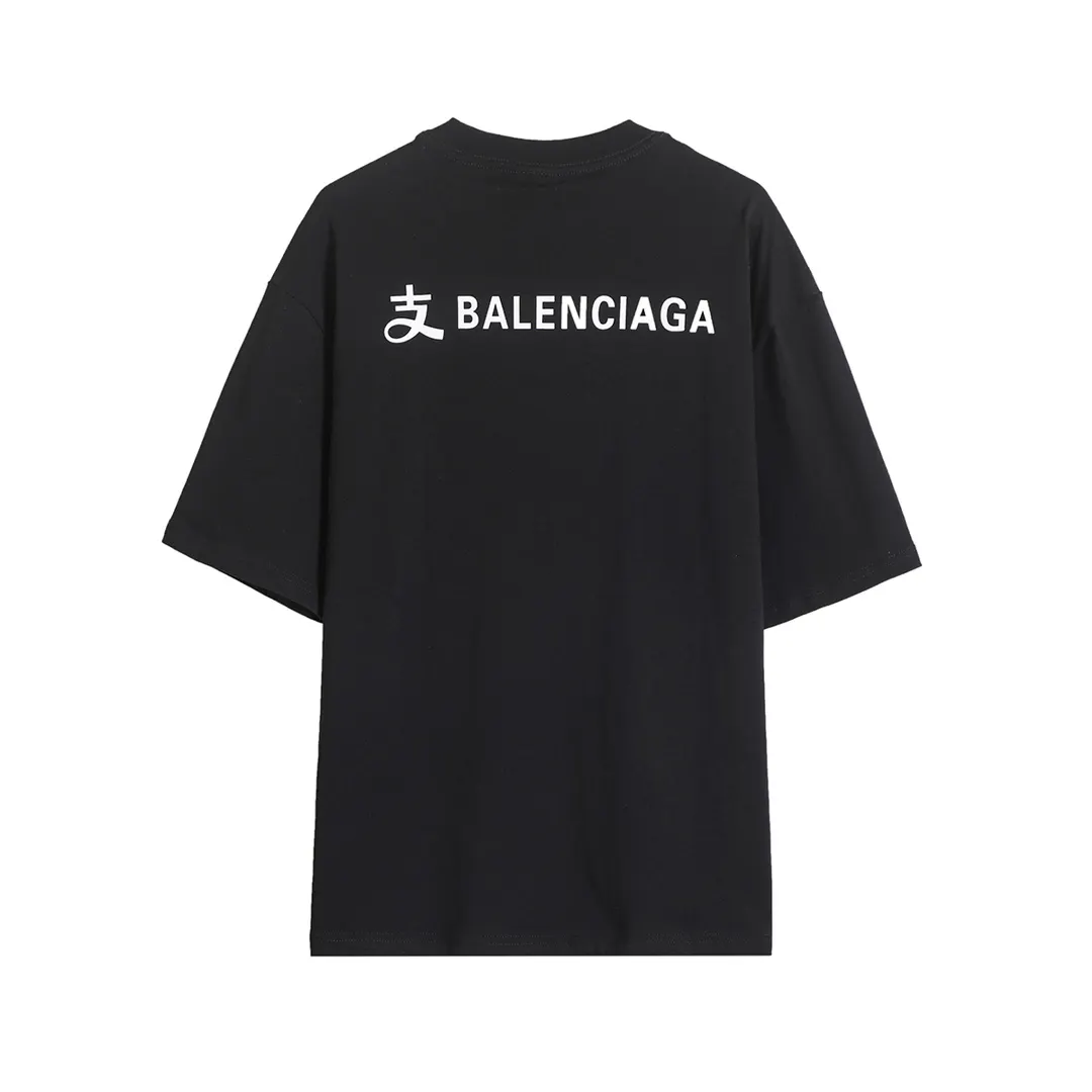 Balenciaga 26SS 黑色 印花 水洗 短袖T恤