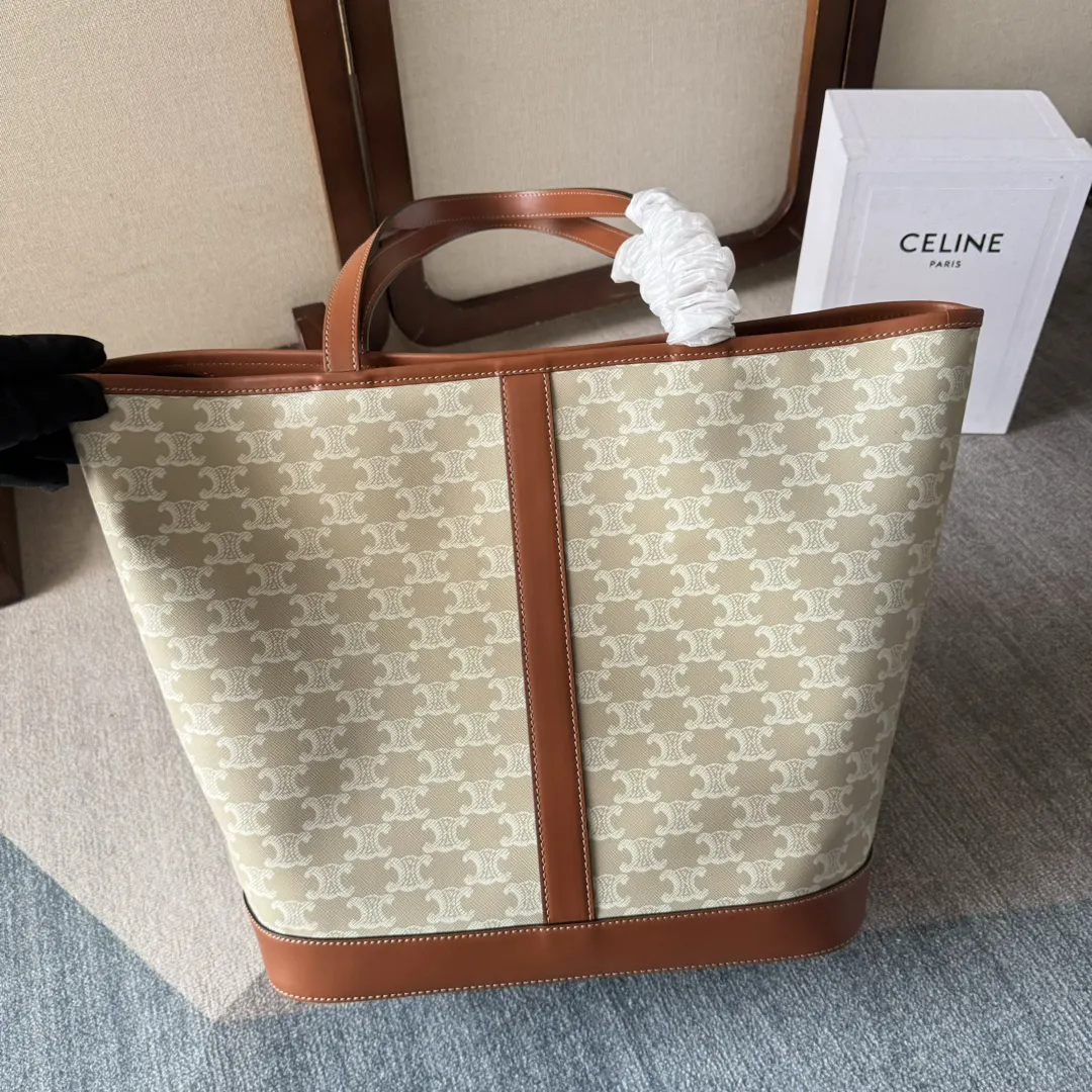 Gold Monogram Tote Bag Leather
