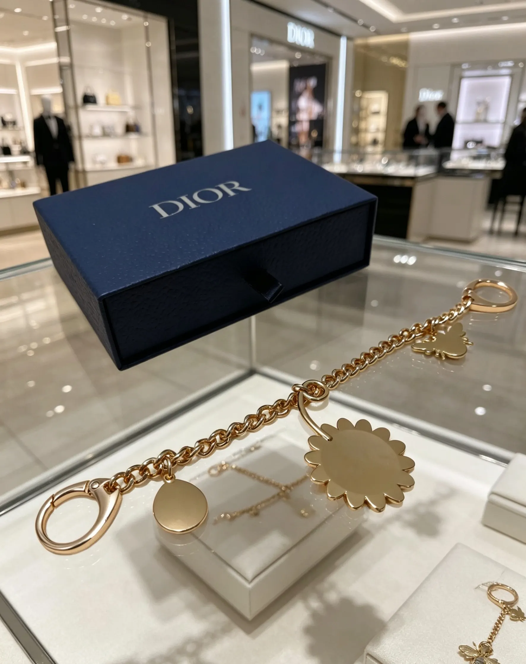 Dior Lady Dior 红色宝石吊饰 金链配饰款