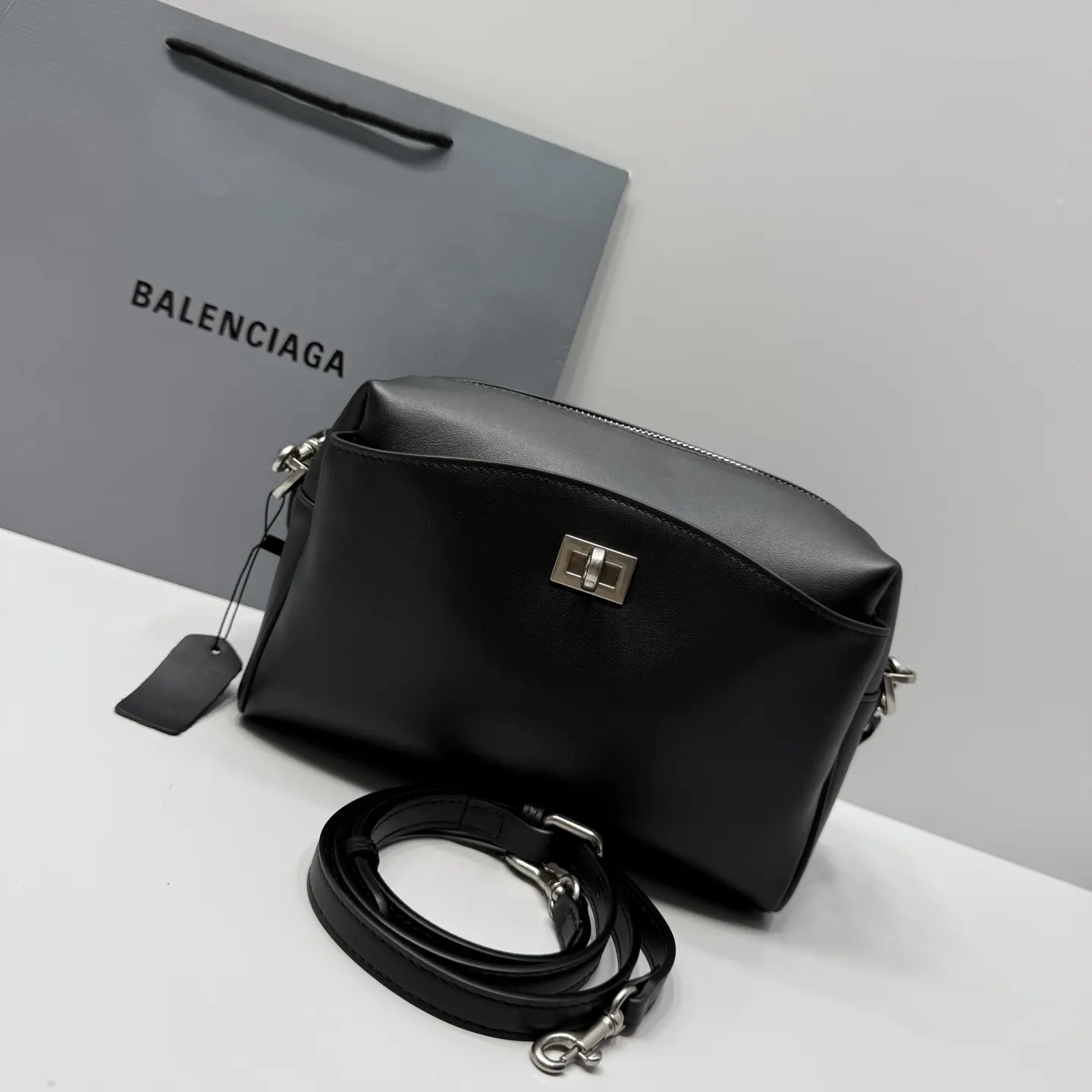 Balenciaga Rodeo Black Leather Hobo Bag