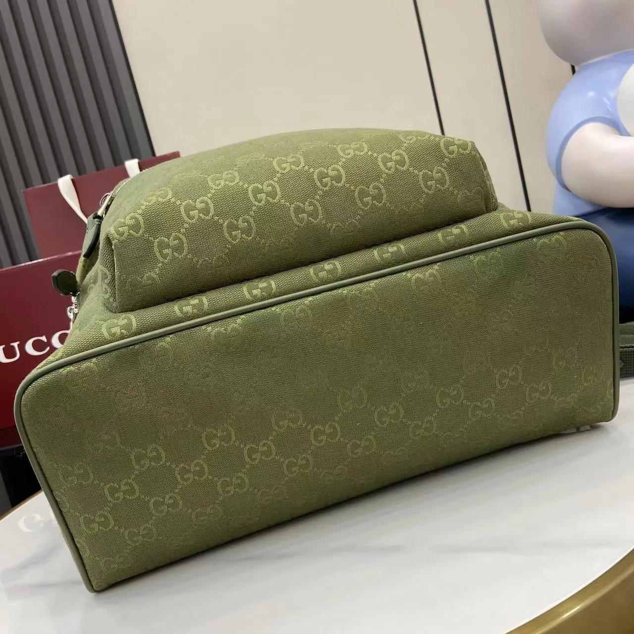 綠色 帆布 饰Gu ci标识中号 材质 防尘布袋 雙肩包 实用雙肩款