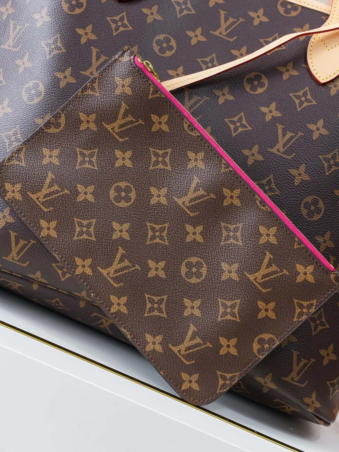 Neverfull 老花 牛皮 托特包 大容量托特款