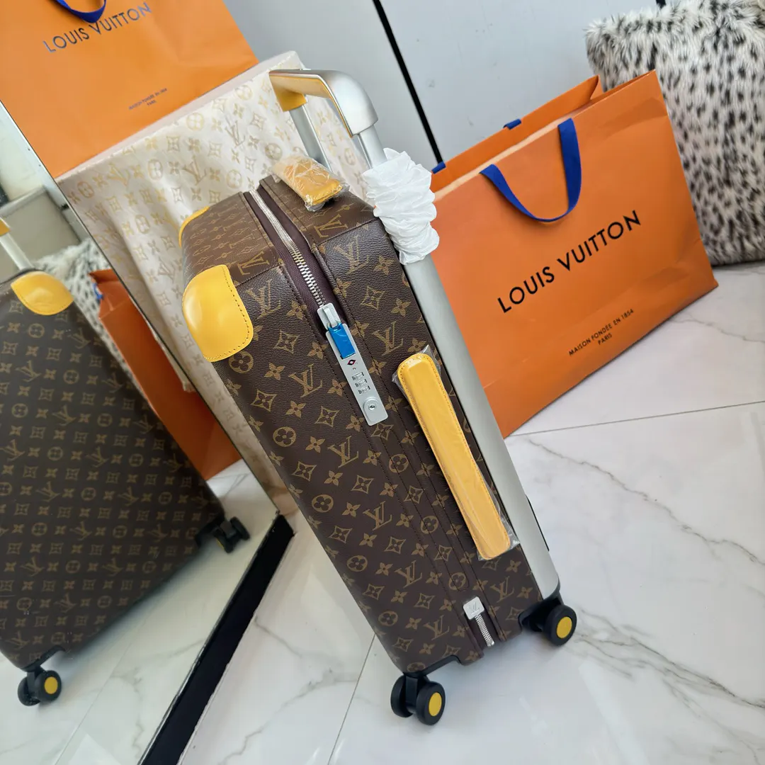 LV 棕色 老花 帆布 ｜ 版 登机行李箱 四轮 旅行拉杆款 輕便出行款