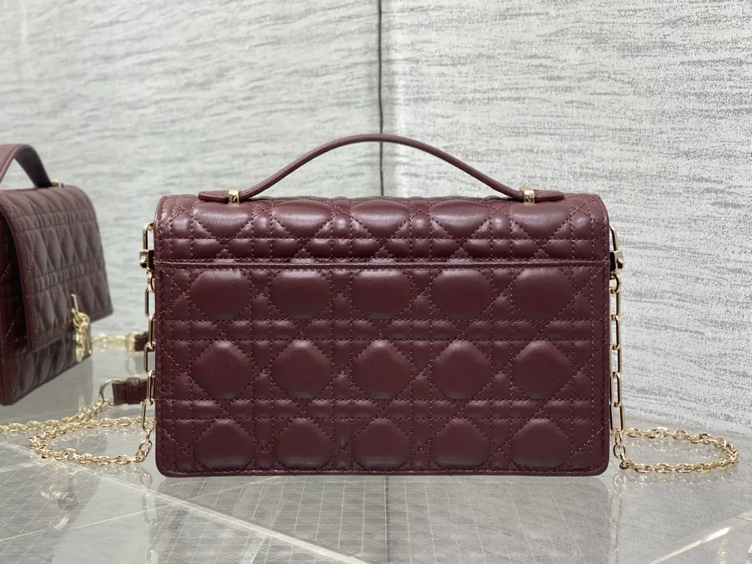 Dior Lady Dior Lady 粉色藤格紋手提斜挎包 迷你