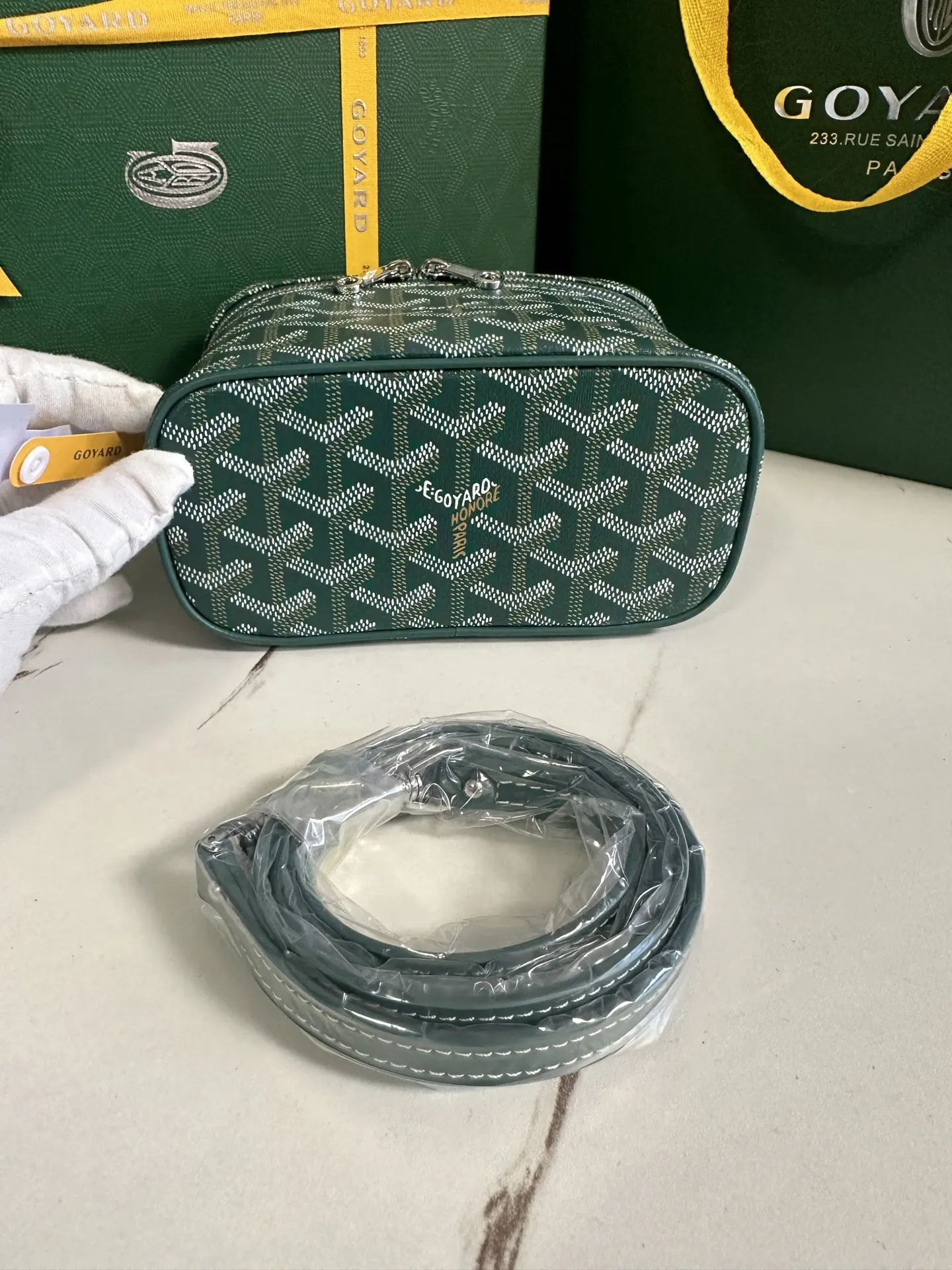 Goyard Yellow Cosmetic Pouch Leather