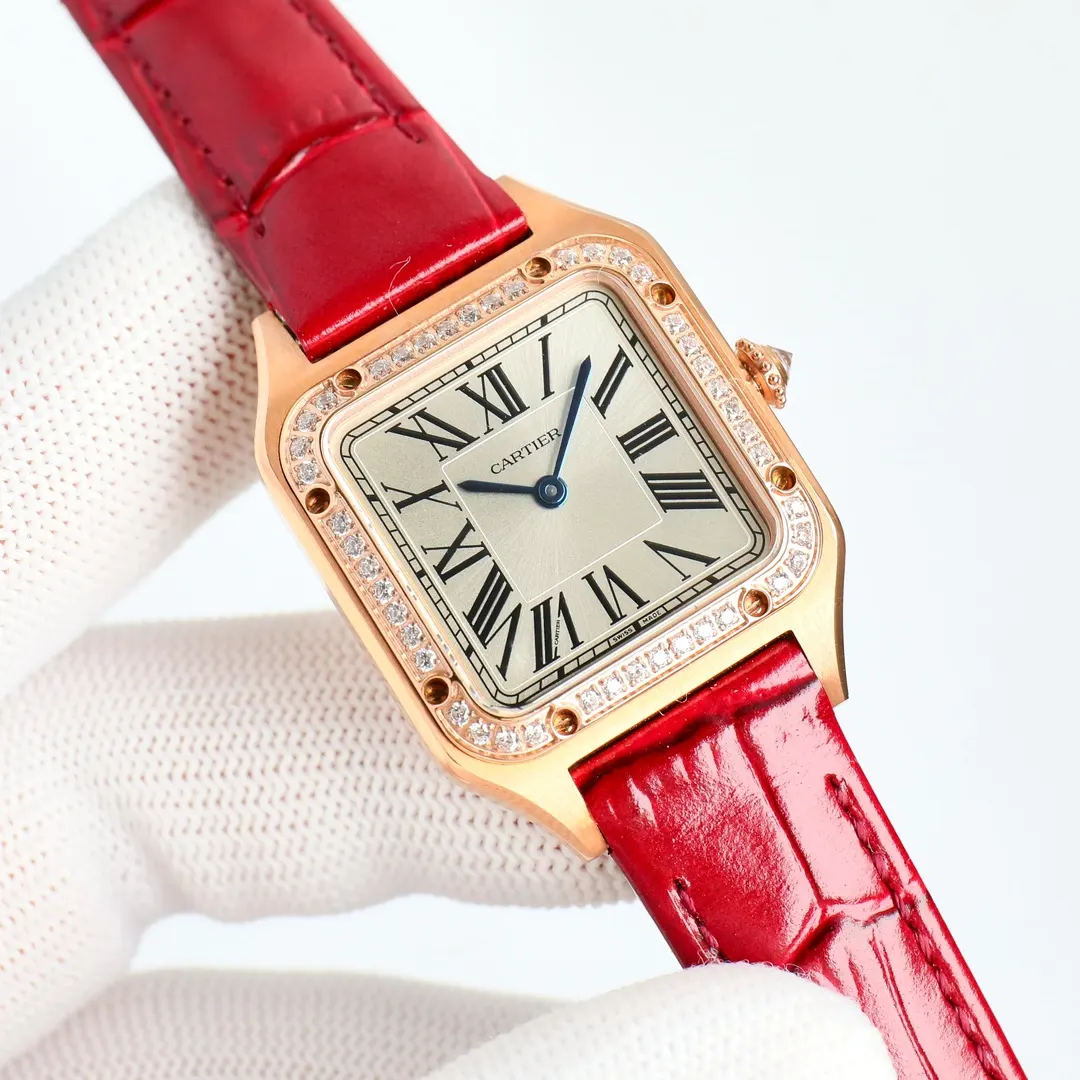 Cartier 藍色 玫瑰金 牛皮 手錶 經典腕表款