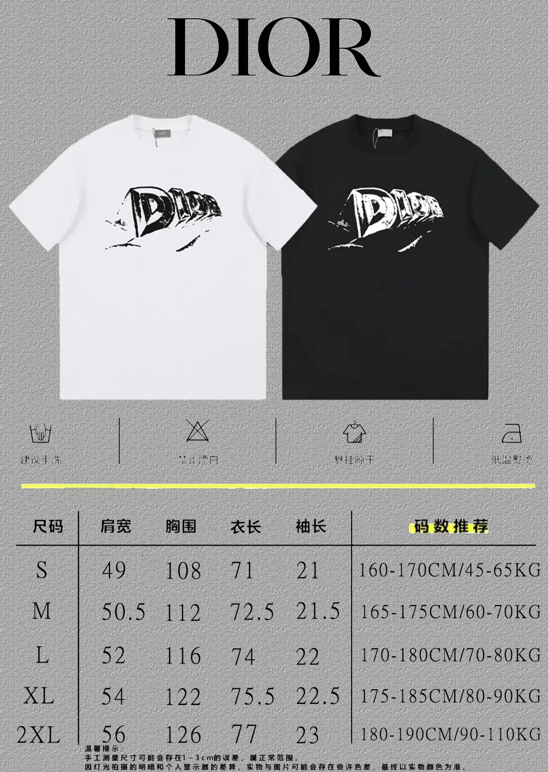 Dior 白色图案印花短袖T恤