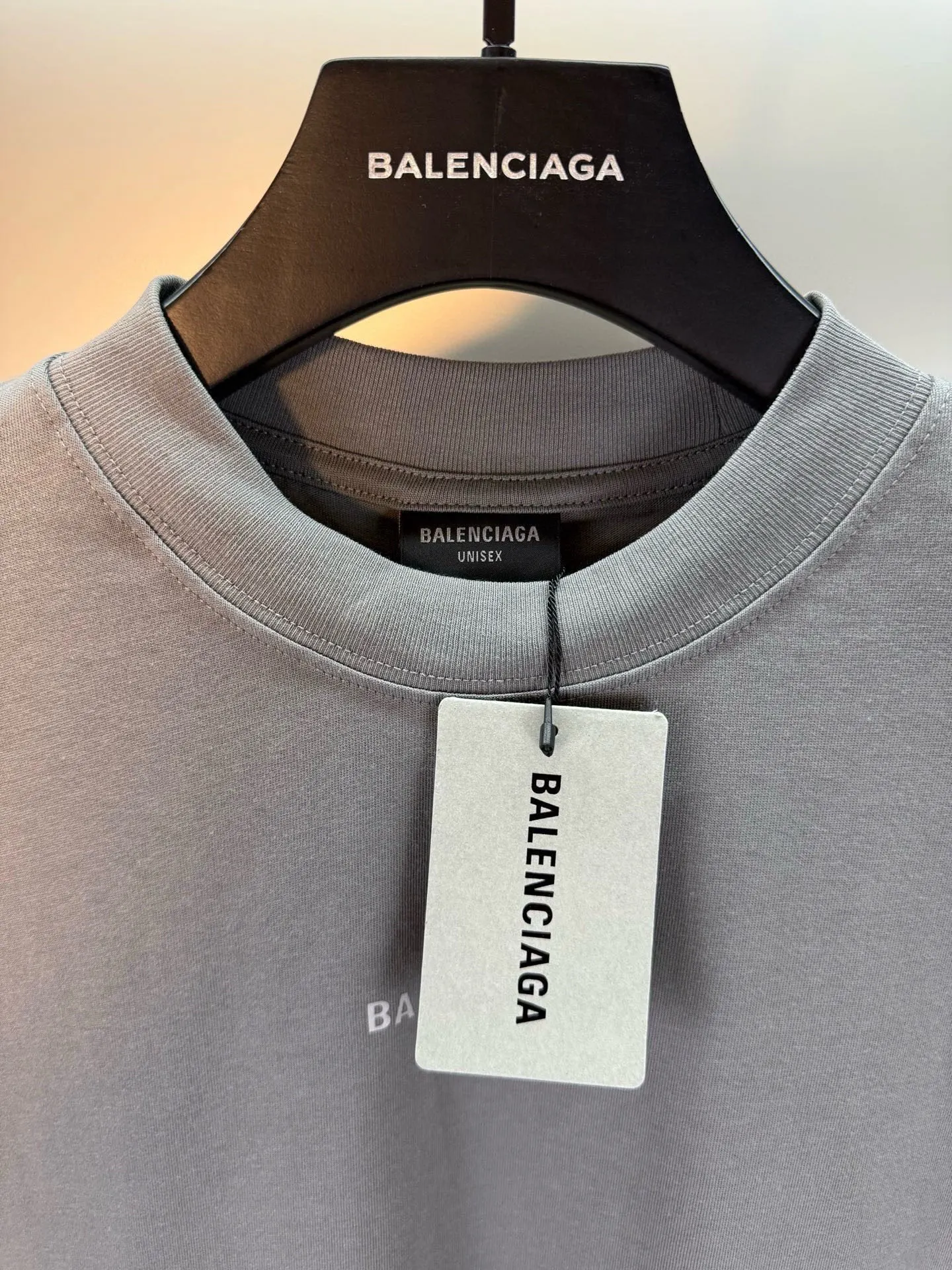 Balenciaga Gray Cotton Logo Short Sleeve T-Shirt Street