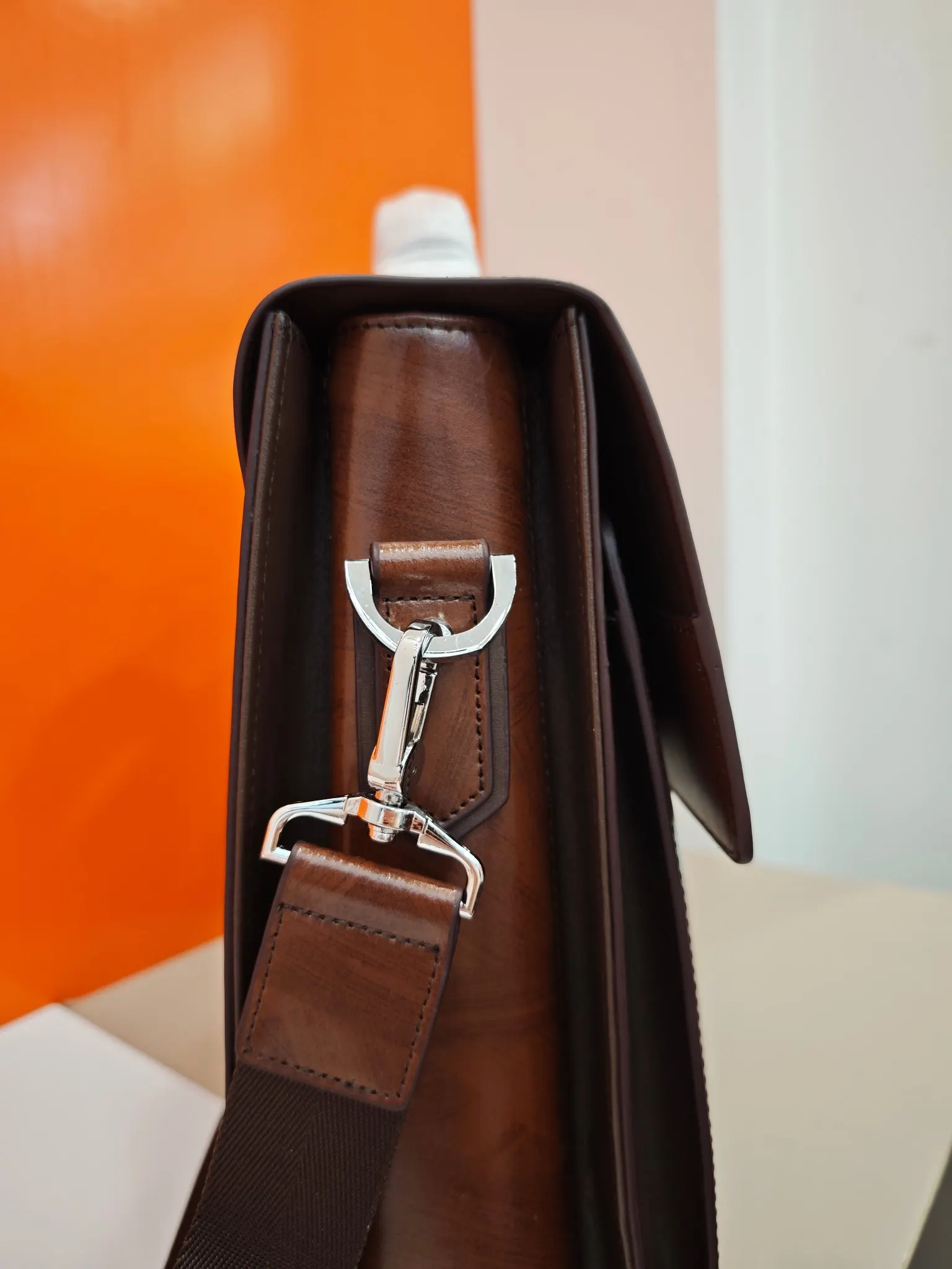 Brown Briefcase Business Commuter Leather