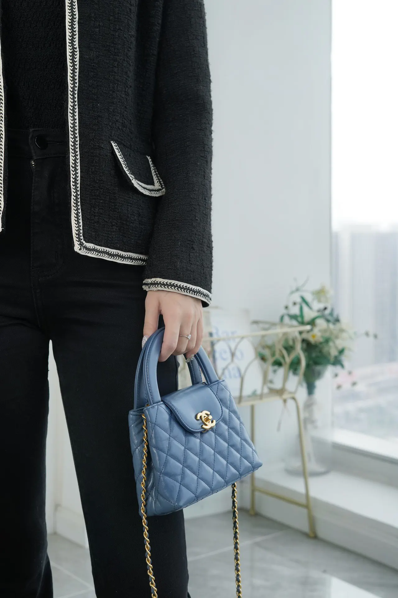 CHANEL 黑色 羊皮 手提包 通勤手提款