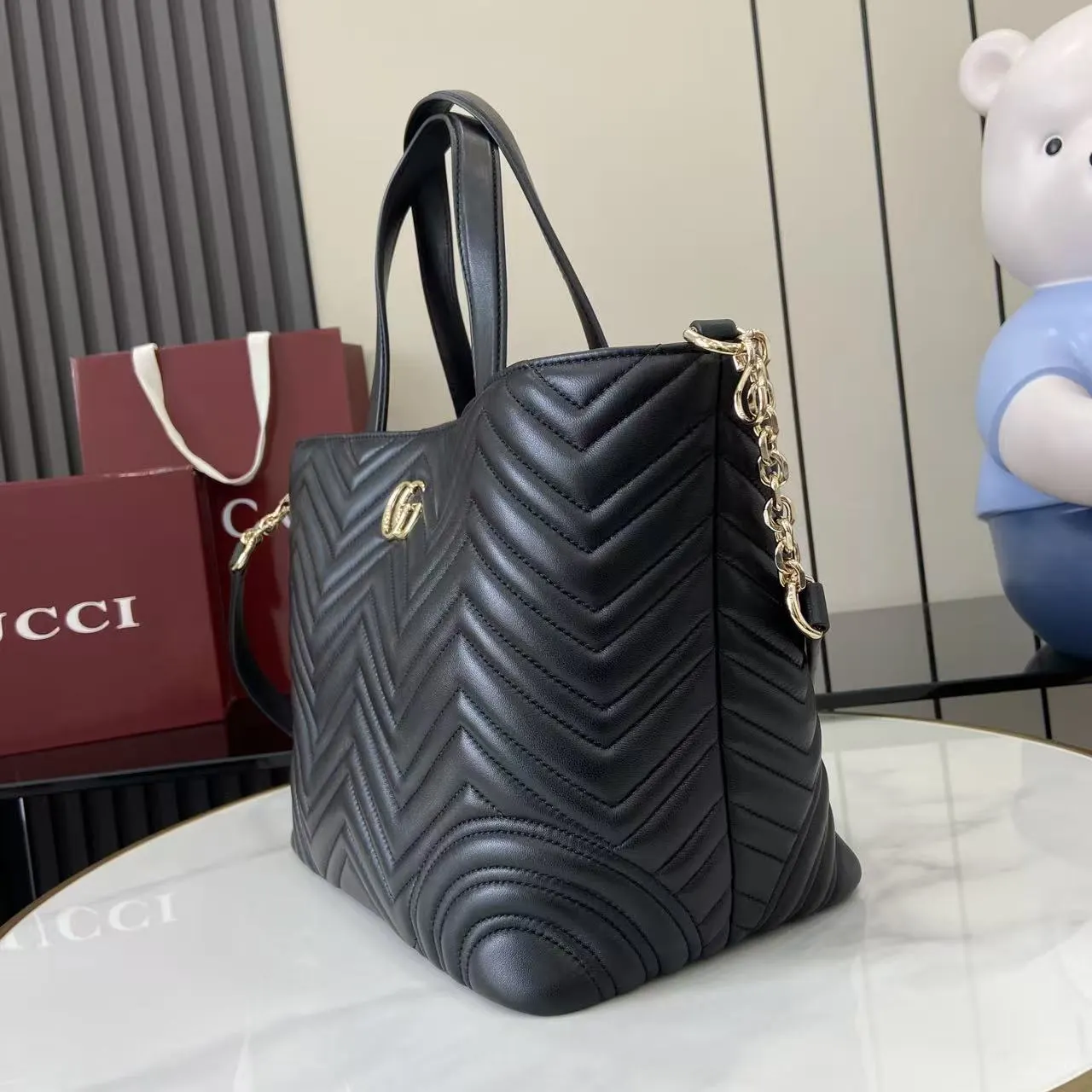 Marmont 黑色 金色 羊皮 托特包 大容量托特款