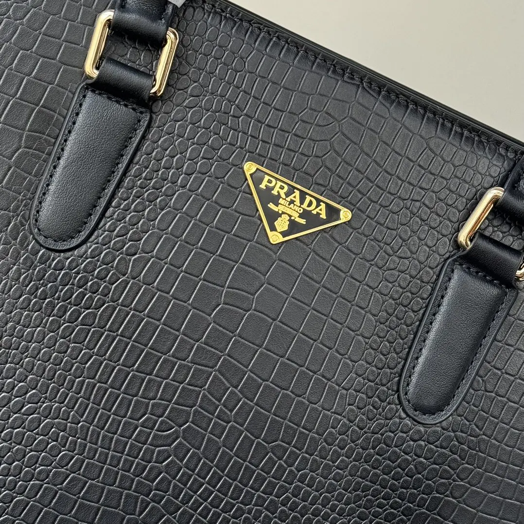 Prada 黑色 小牛皮 公文包 商務通勤款