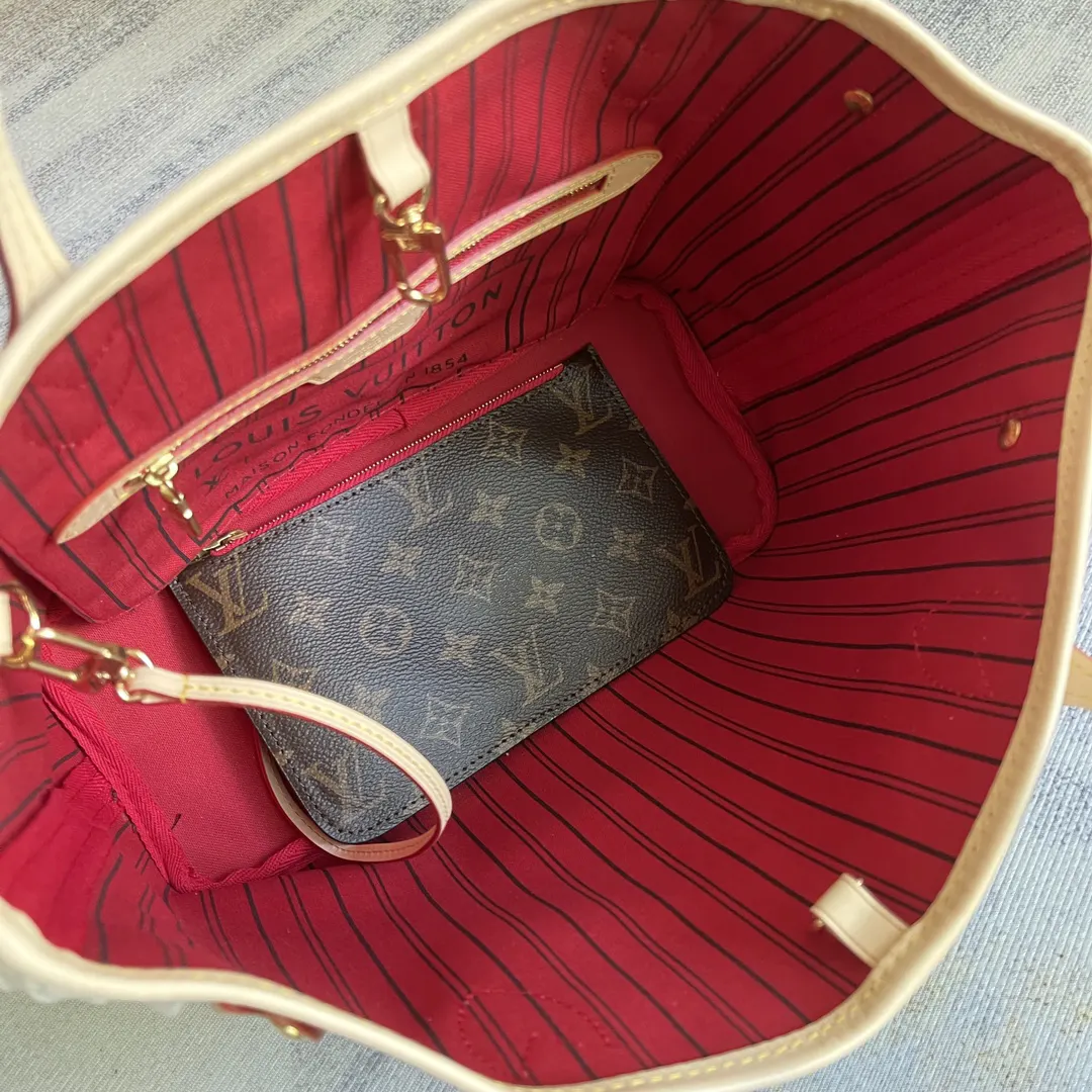 LV Neverfull 金色 牛皮 手拿包 精致手拿款