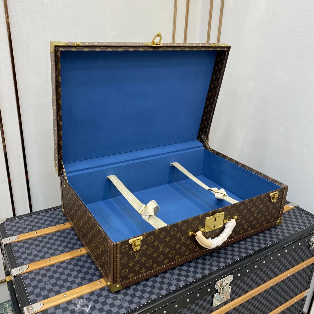 LV 金色 帆布 硬箱 纯铜五金 ALZER 硬箱 著名的Alz 行李箱 旅行拉杆款 轻便出行款