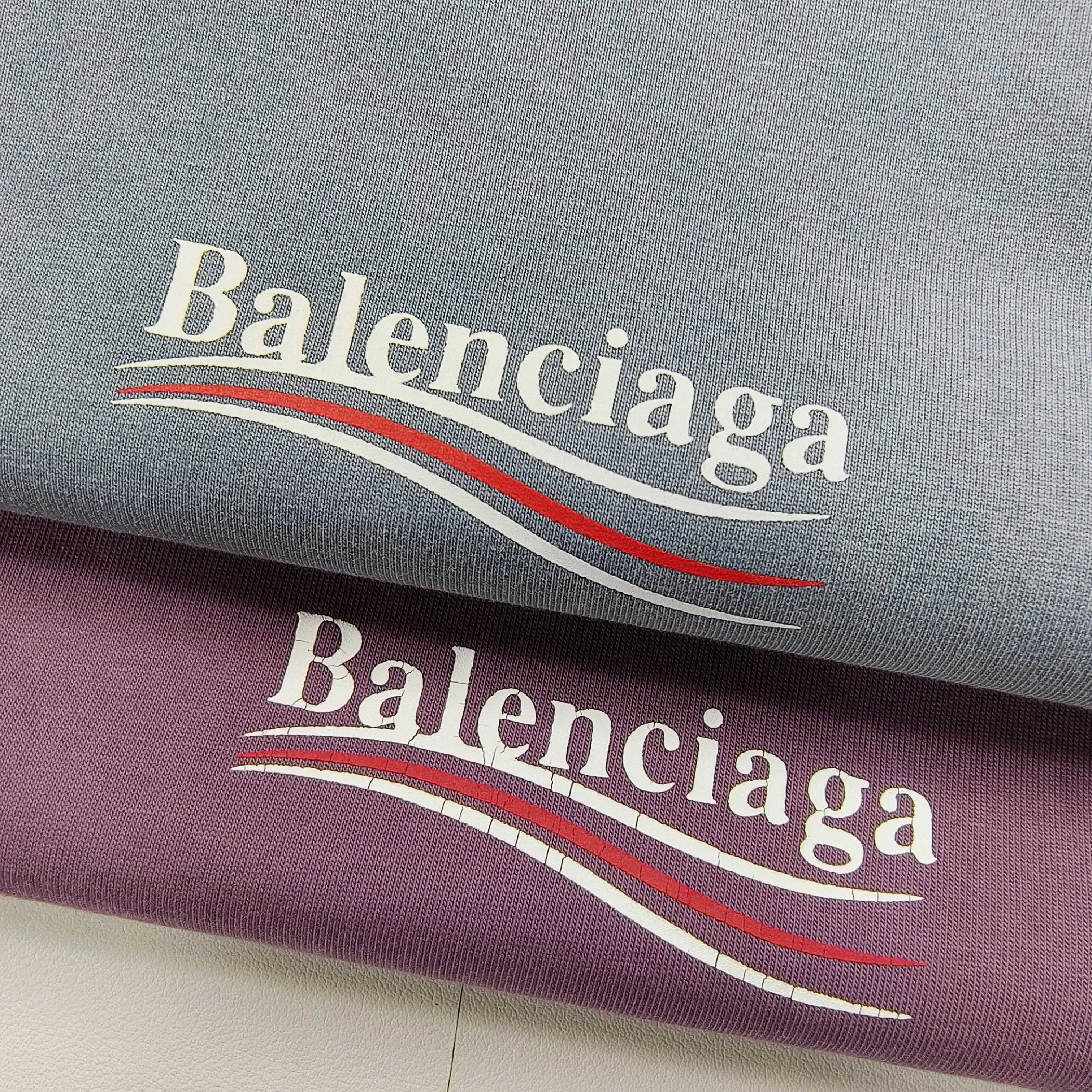 Balenciaga Blue Cotton Logo Short Sleeve T-Shirt Street Casual