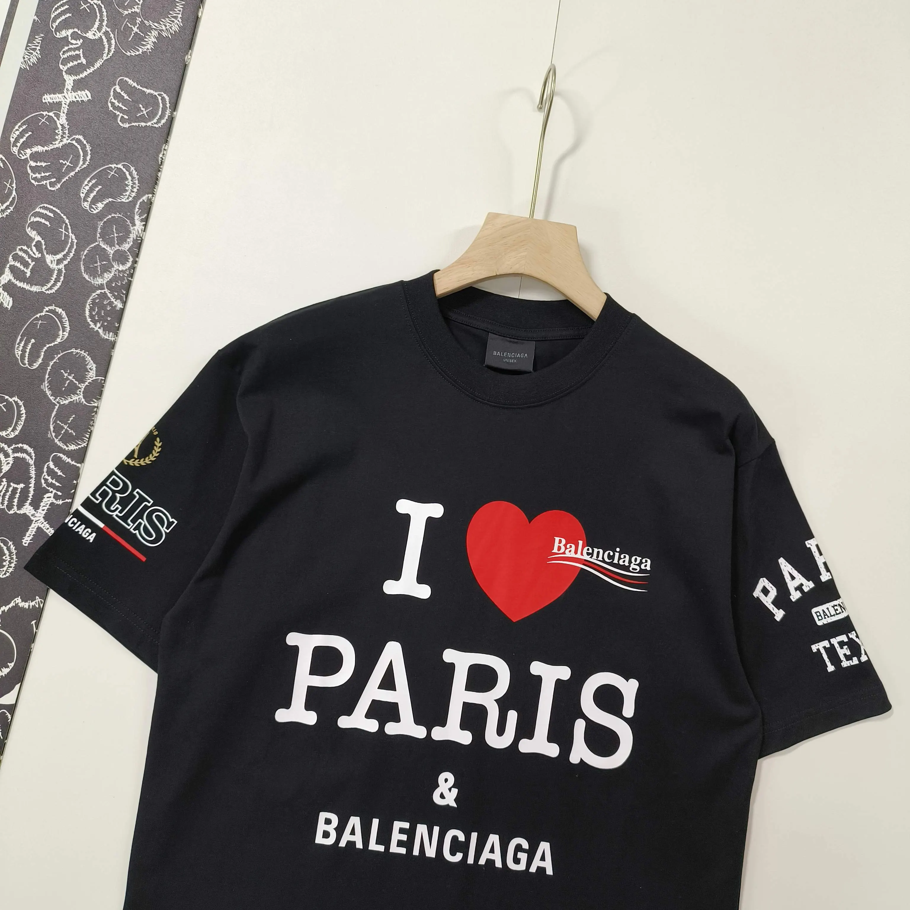 Balenciaga I Love Paris 印花圓領短袖T恤 黑色