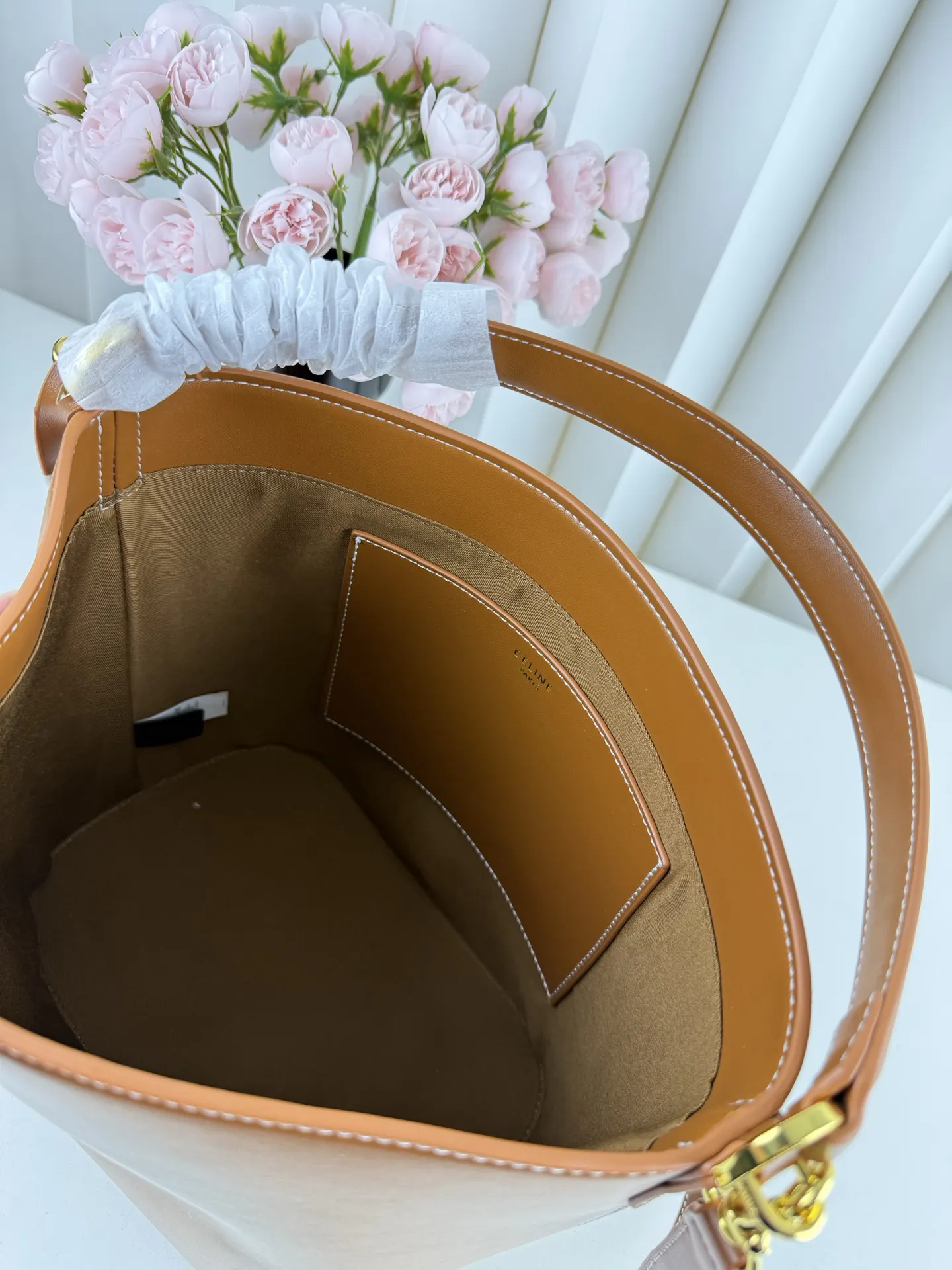 Brown Gold Bucket Bag Casual Leather Image 9 Brown Gold Bucket Bag Casual Leather Image 9