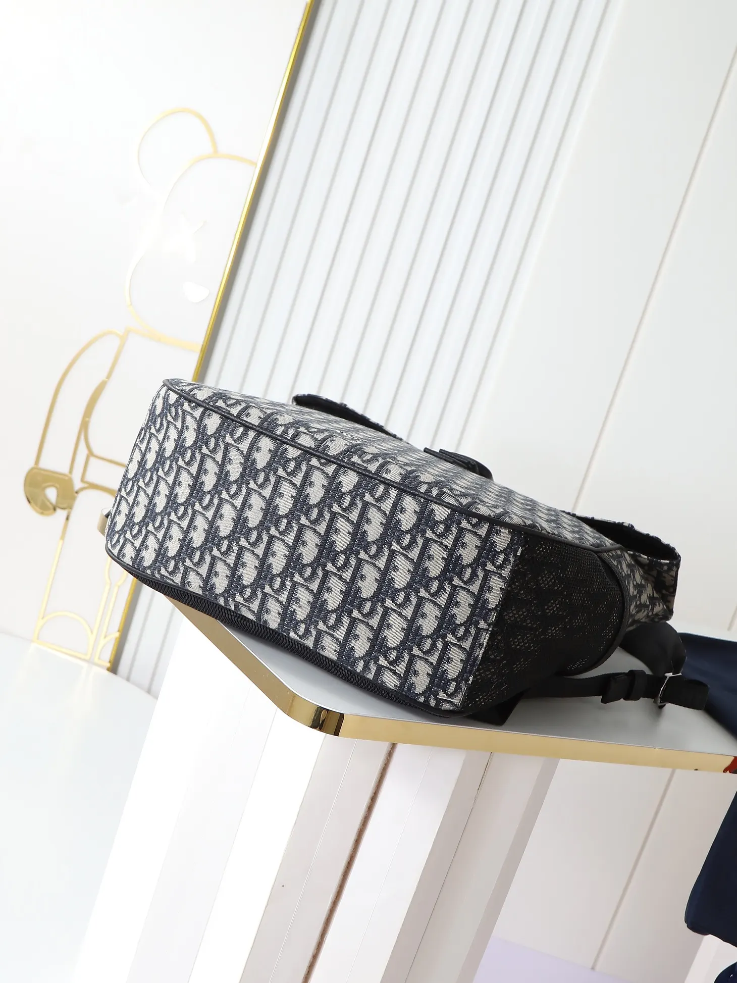 Dior 米色 牛皮 市场 欢迎对比 卷顶双肩 米色 Obli 双肩包 实用双肩款