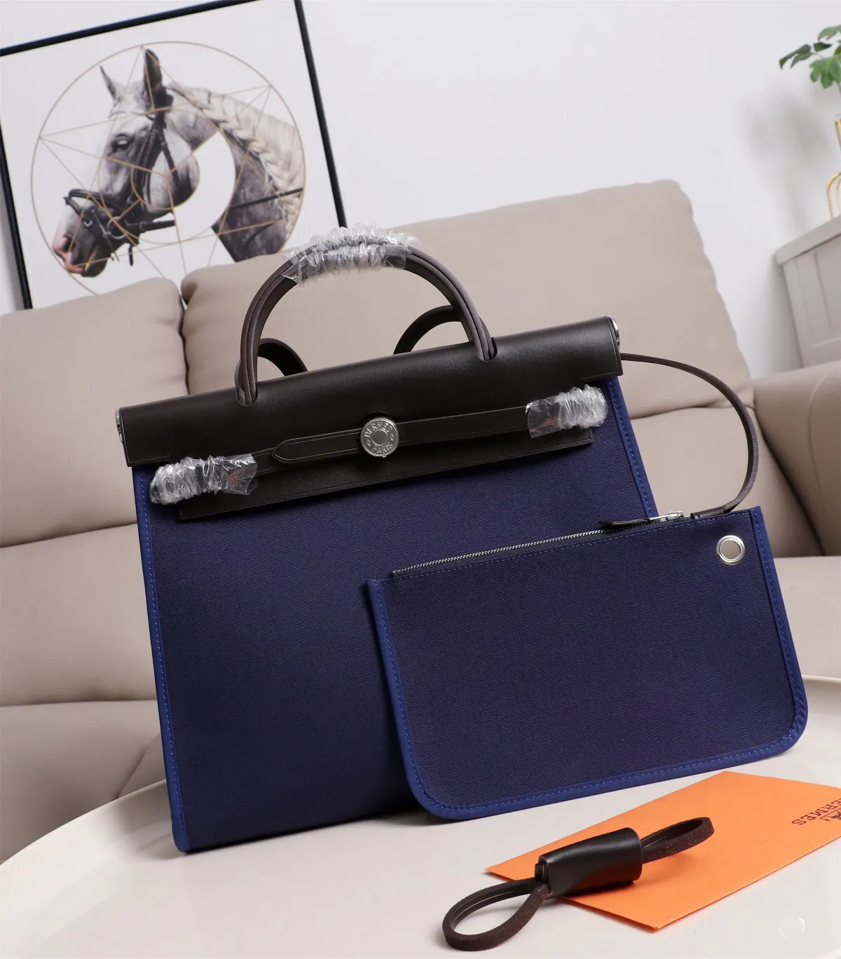 Hermès Kelly 红色 帆布拼皮 双肩包 31cm 休闲通勤