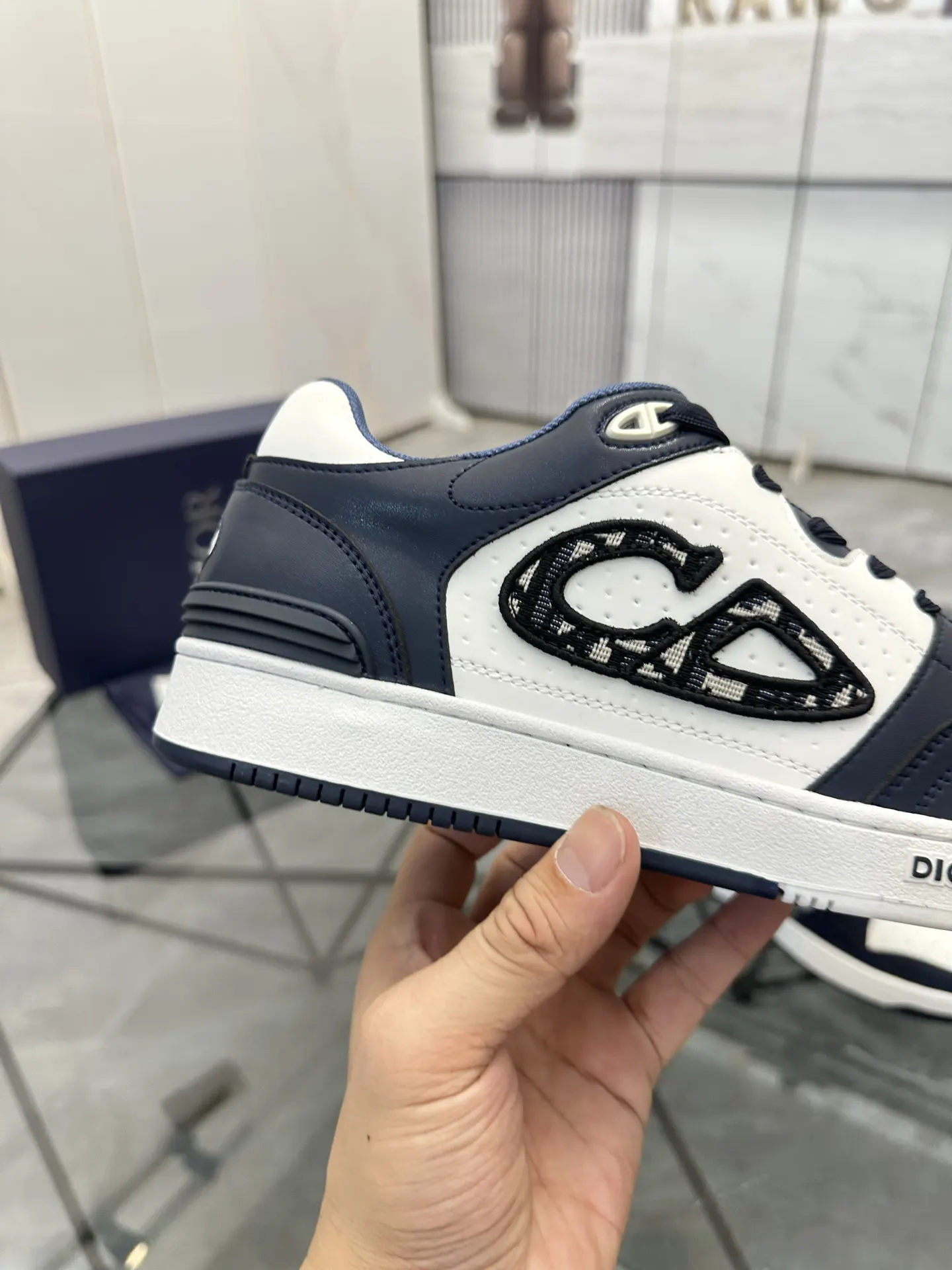 Dior B57 蓝白拼色牛皮休閒鞋