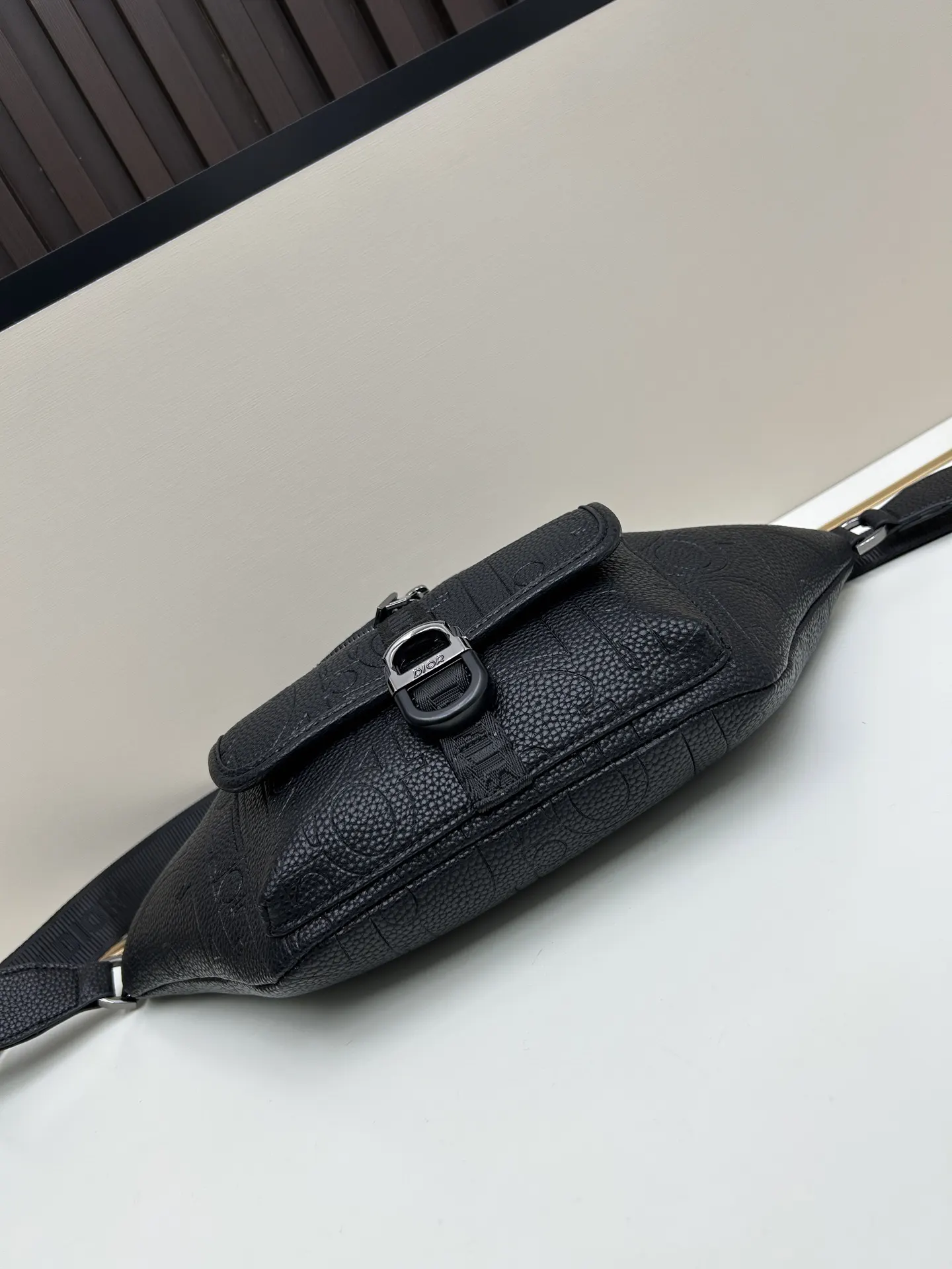 Black Beige Belt Bag Casual Leather