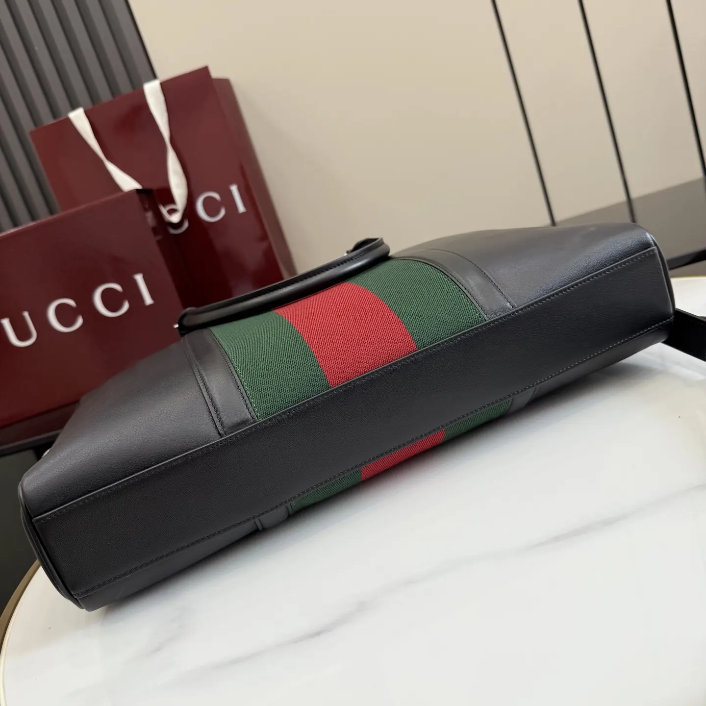 Gucci Black Silver Briefcase Business Commuter Leather