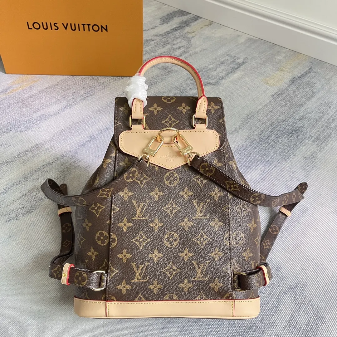 老花 帆布 安全保管随身物品的高档抽屉和磁铁型锁 雙肩包 实用雙肩款